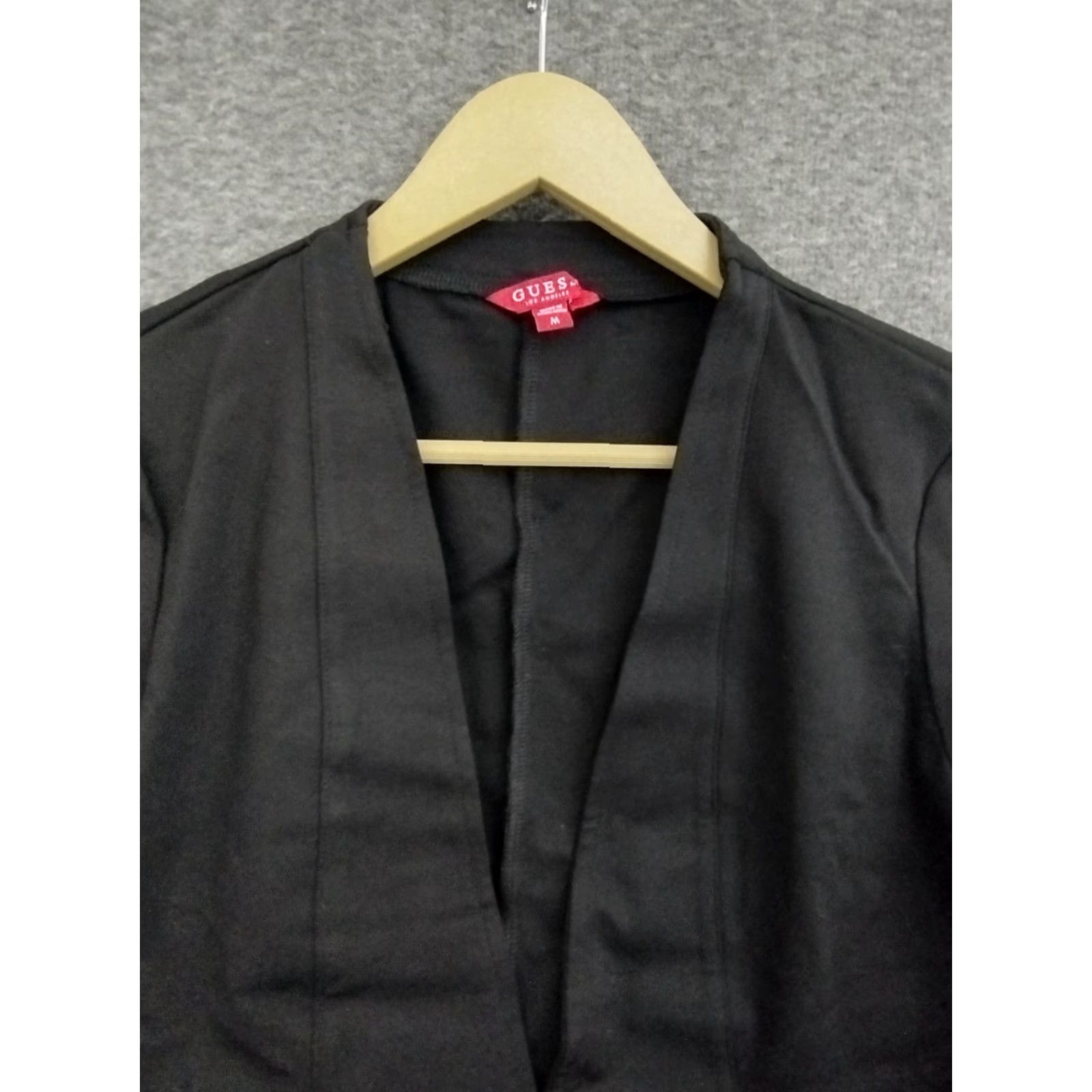 Guess GUESS Blazer Women's Black Open Front Cropped Length M Blazer Short Jacket Solid Black Size M / US 6-8 / IT 42-44 - 3 Thumbnail