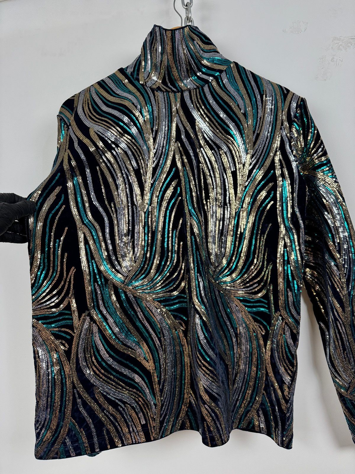Dries Van Noten Dries Van Noten Sequin Velvet High Neck Top Size M / US 6-8 / IT 42-44 - 12 Thumbnail