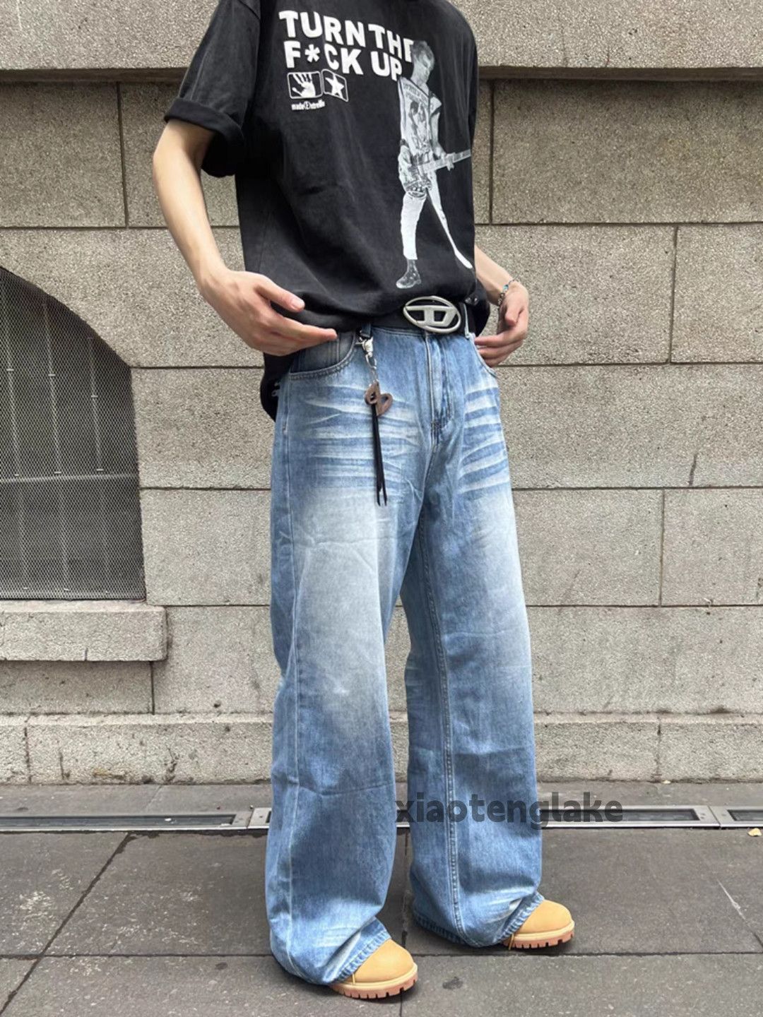 Jean × Vintage washed faded cleanfit loose baggy hiphop jeans Size US 33 - 7 Thumbnail