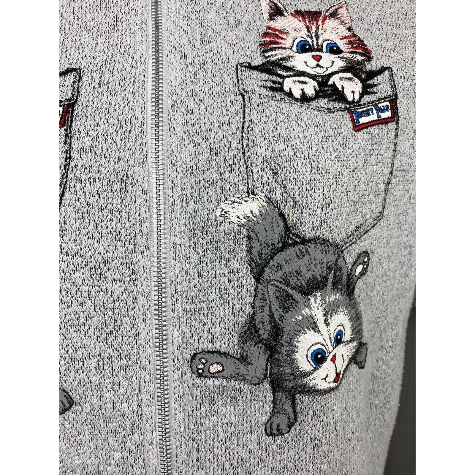 Other VTG ESY Sportswear Painted Cat Zip Sweater Grey Kitten Size S / US 4 / IT 40 - 4 Thumbnail