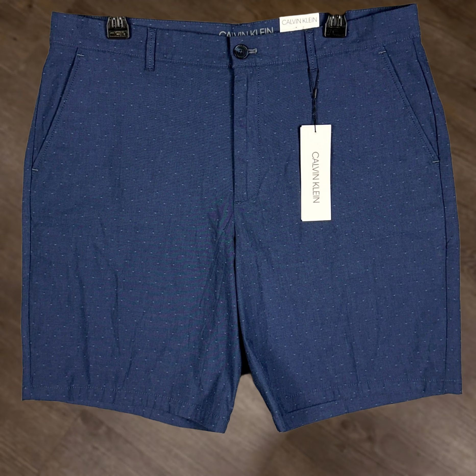 Calvin Klein Calvin Klein Shorts Mens 36W Navy Blue Chino Flat Front Stretch Polka Dot Casual Summer Travel Business Mens Size US 36 / EU 52 - 1 Thumbnail