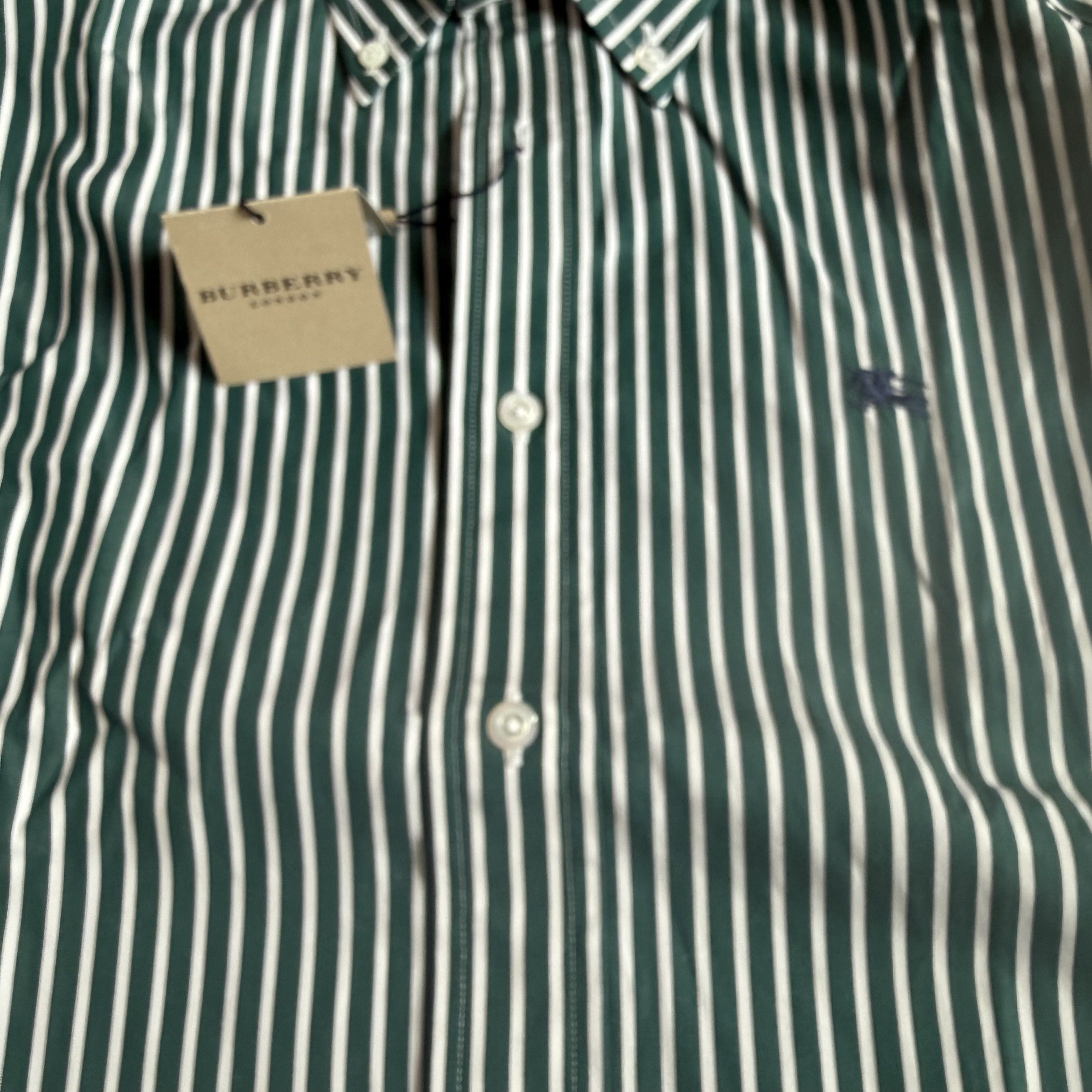Burberry Burberry London Green Striped Button Down Shirt Size US M / EU 48-50 / 2 - 12 Thumbnail