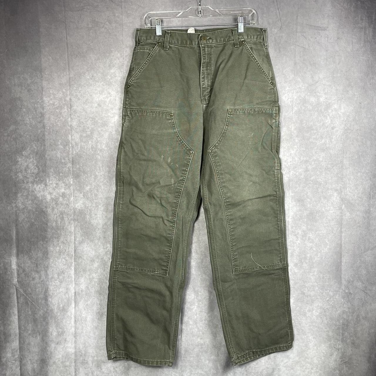 Image of Mens Carhartt Double Knee Green Carpenter Pants (Size 33)