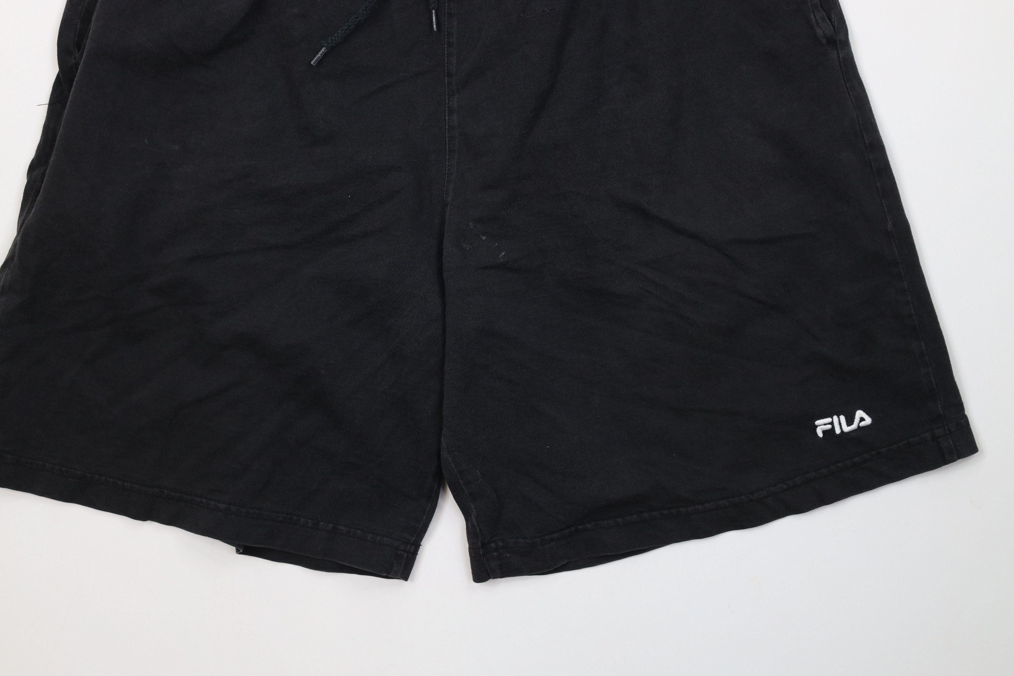 Fila Vintage 90s Fila Spell Out Above Knee Shorts Black Cotton Size US 34 / EU 50 - 4 Thumbnail