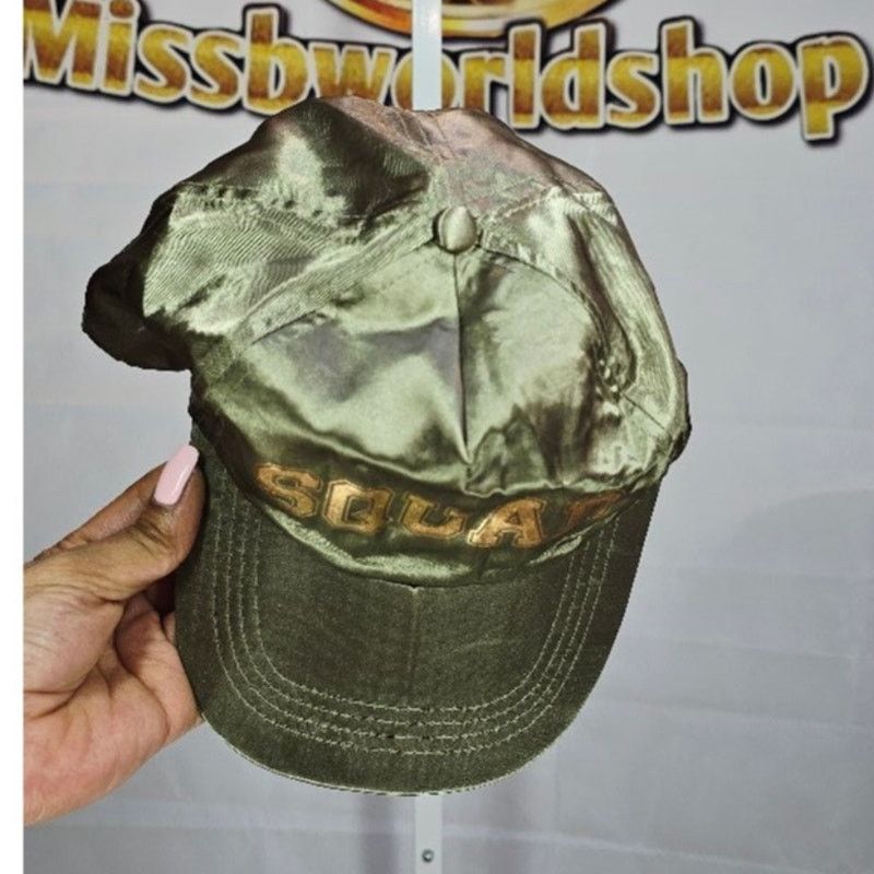 Other Green Satin Squad Adjustable Hat with Velcro Back Unisex Size ONE SIZE - 2 Thumbnail
