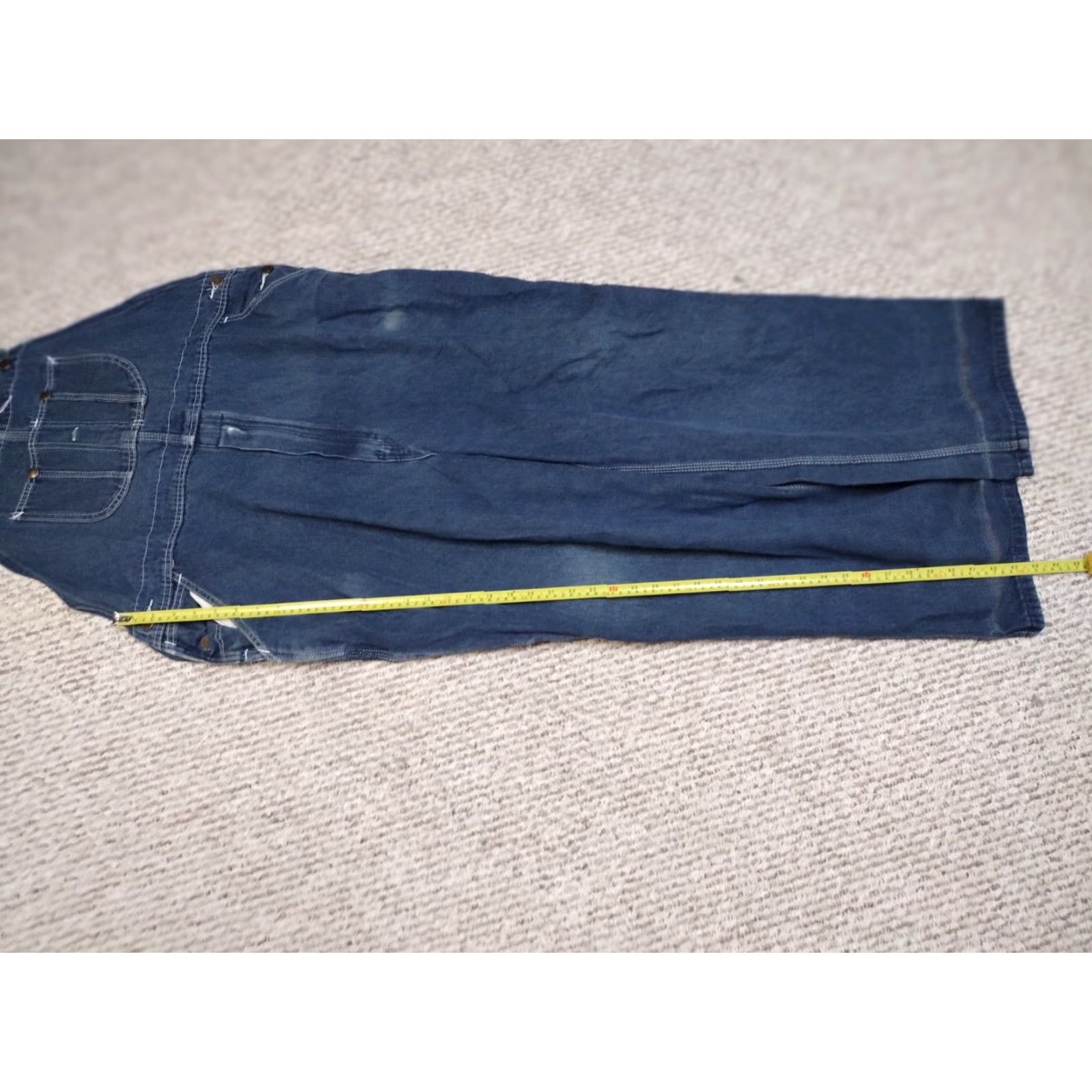 Sears VINTAGE Roebucks Bib Overalls Carpenter Denim Men's 40 Blue Cotton Polyester Buckle 90s USA Farmer Pockets Comfort Regular Roebuck & Co. Men Size US 40 / EU 56 - 5 Thumbnail