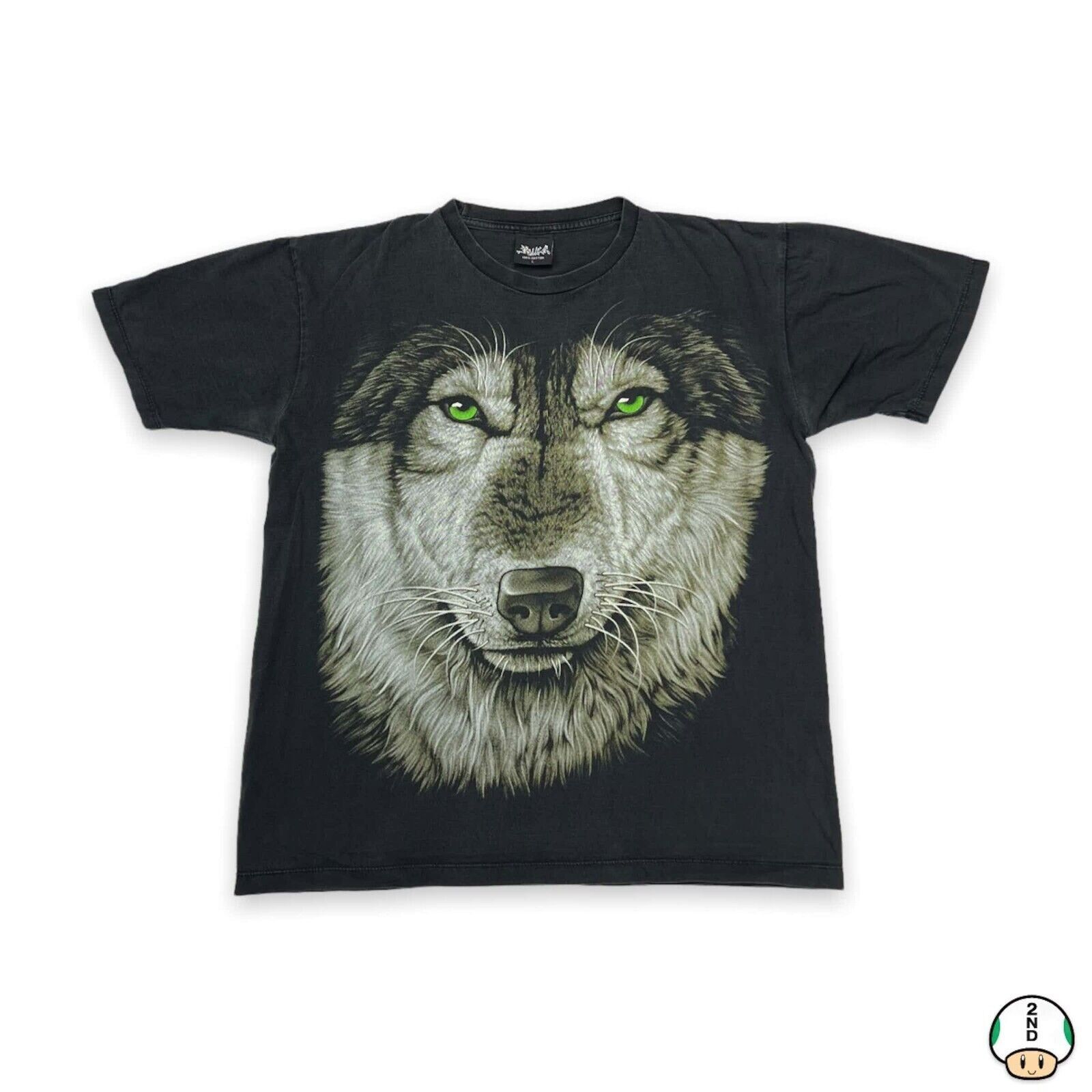 Vintage Vintage Wolf Face T Shirt Double Sided Faded 90s Animal Tee Size US L / EU 52-54 / 3 - 1 Thumbnail