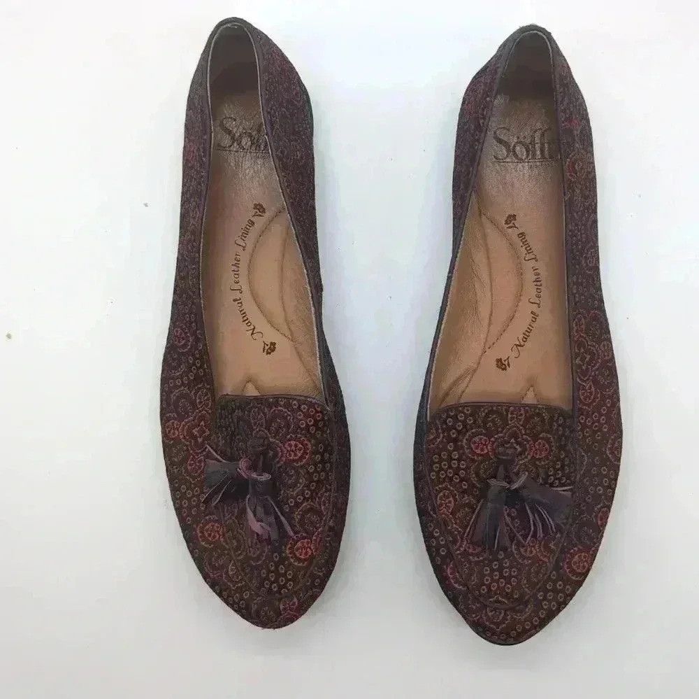 Soft Surroundings Sofft Italian Style leather lined Slippers abstract red Size US 7.5 / IT 37.5 - 3 Thumbnail