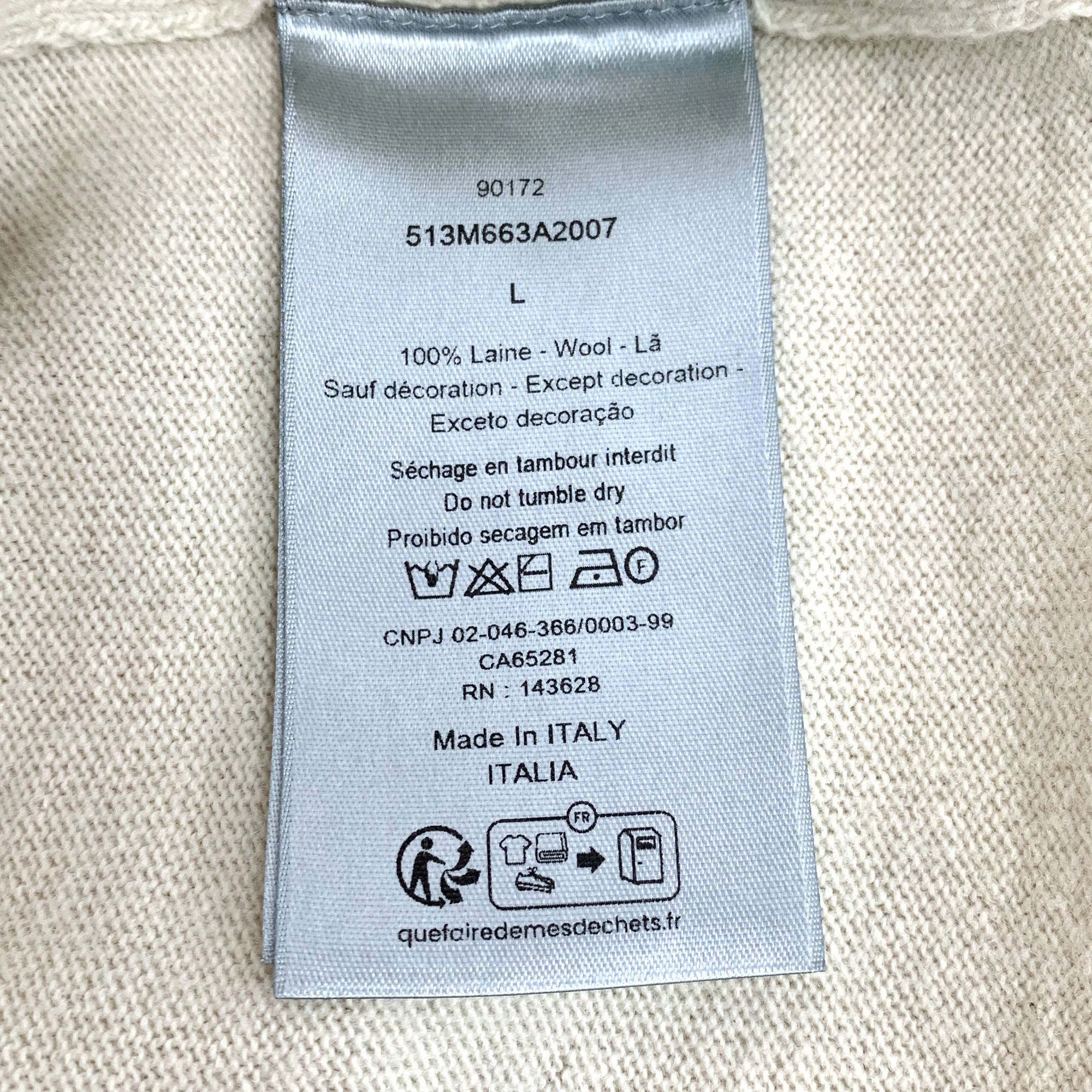 Dior CHRISTIAN DIOR Logo Label Print Beige Wool Crewneck Sweater Size US L / EU 52-54 / 3 - 4 Thumbnail