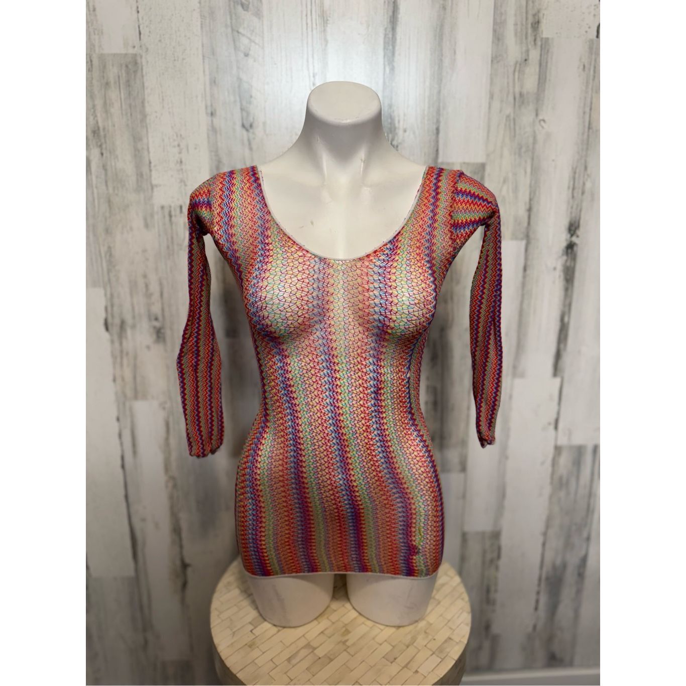 Other Boho Rainbow Crochet Mini Dress Size Small Long Sleeve Festi Size S / US 4 / IT 40 - 4 Thumbnail