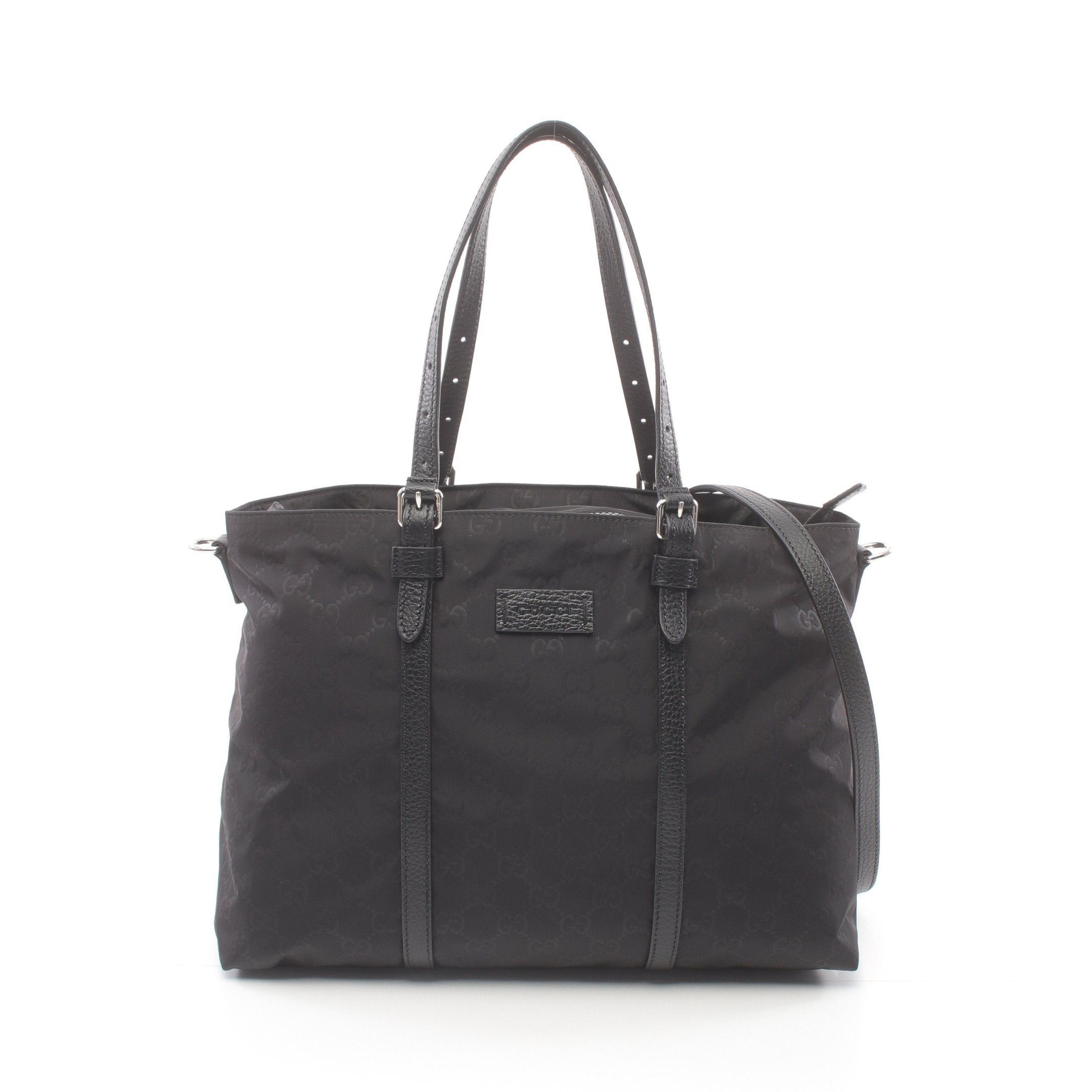 Gucci Gucci Gg Pattern Handbag Tote Bag Nylon Leather Black Size ONE SIZE - 1 Thumbnail
