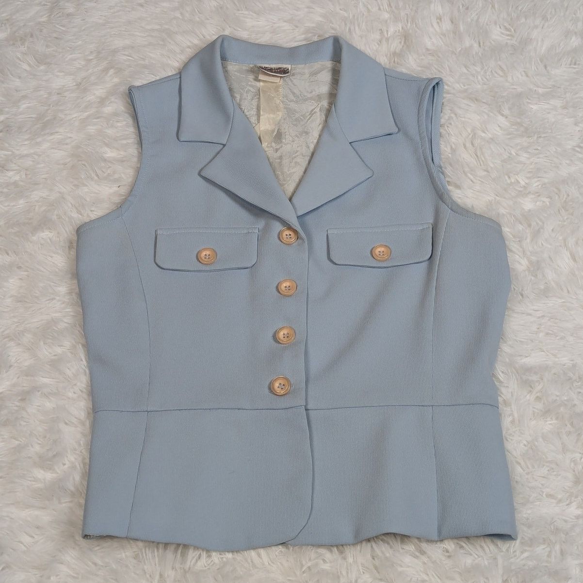 Vintage 90s Mystic Collared Button Front Vest Light Blue Large Size L / US 10 / IT 46 - 2 Thumbnail