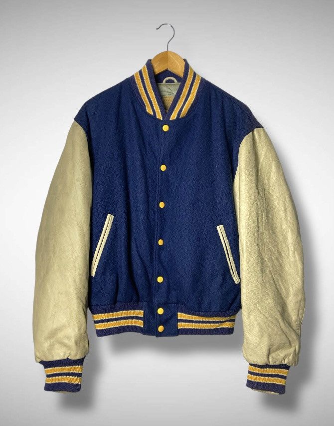 Golden Bear Vintage 90s Golden Bear Wool-Leather Varsity Jacket Size US L / EU 52-54 / 3 - 1 Thumbnail