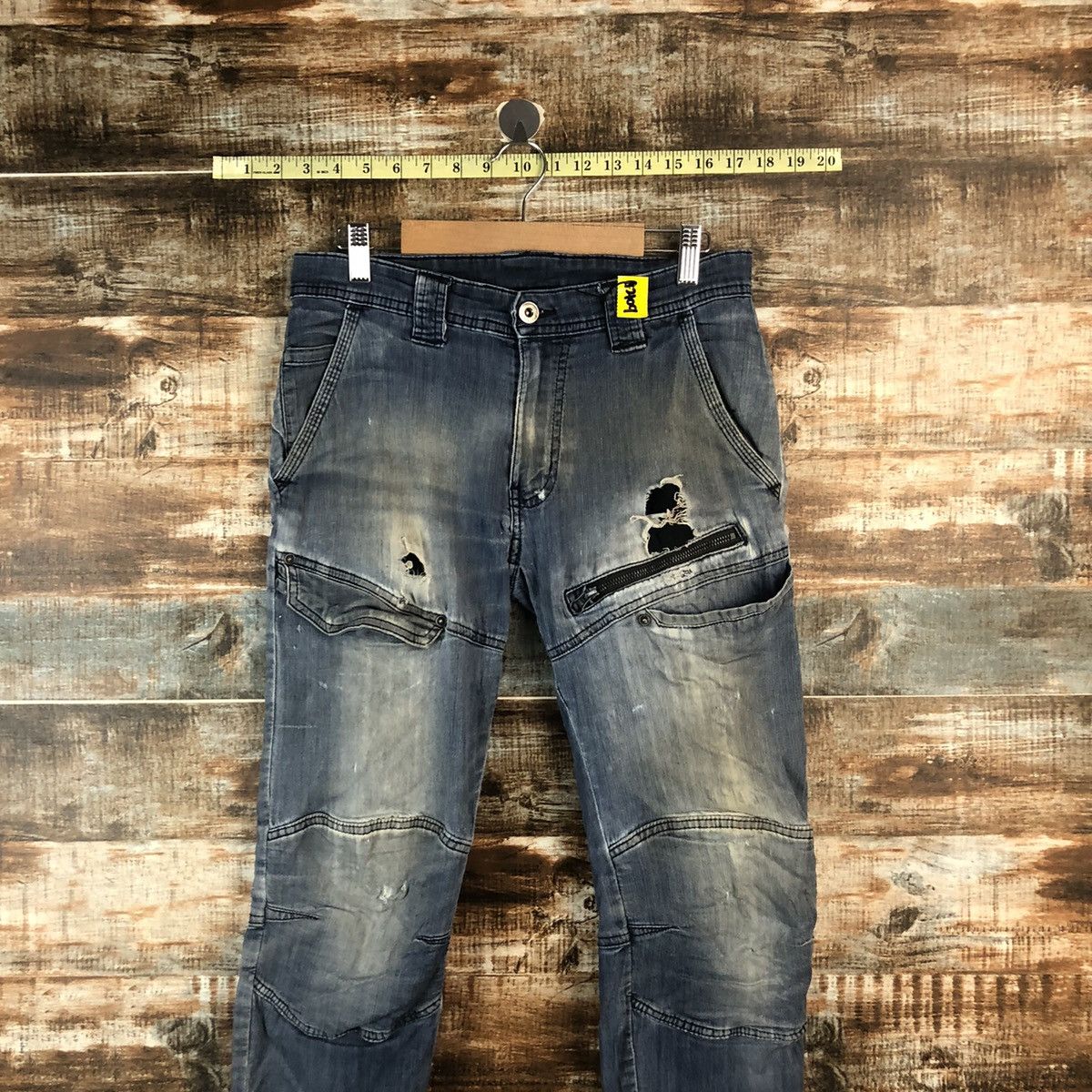 Japanese Brand Field Core Blue Distressed ripped Denim Pants #A2109 Size US 29 - 2 Thumbnail