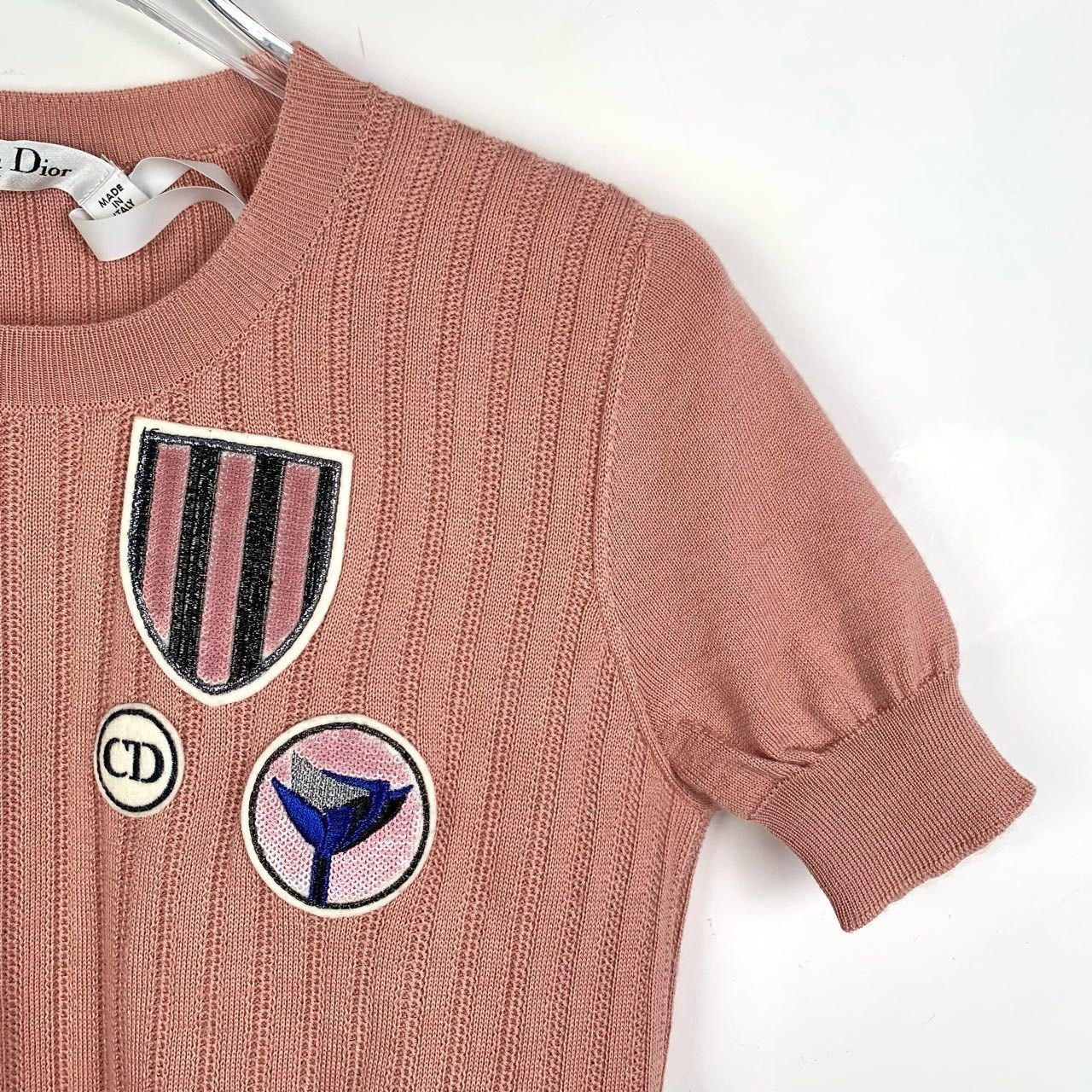 Dior Christian Dior Logo Letter Patch Round Neck T-Shirt (Pink) Size ONE SIZE - 6 Thumbnail