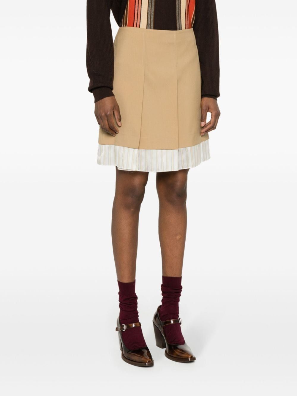 Marni o1f1d3z0525 Pleated Mini Skirt in Beige Size 26" / US 2 / IT 38 - 5 Thumbnail