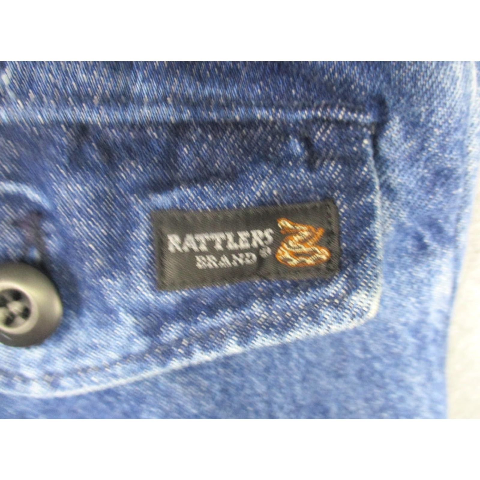 Denime VINTAGE Rattlers Pants Mens 42x32 Denim Two Tone Western Workwear Cowboy Rodeo Casual/Workwear Mens 42x32 Blue Denim Brown Two Tone Relaxed Fit Pants Size US 38 / EU 54 - 6 Thumbnail