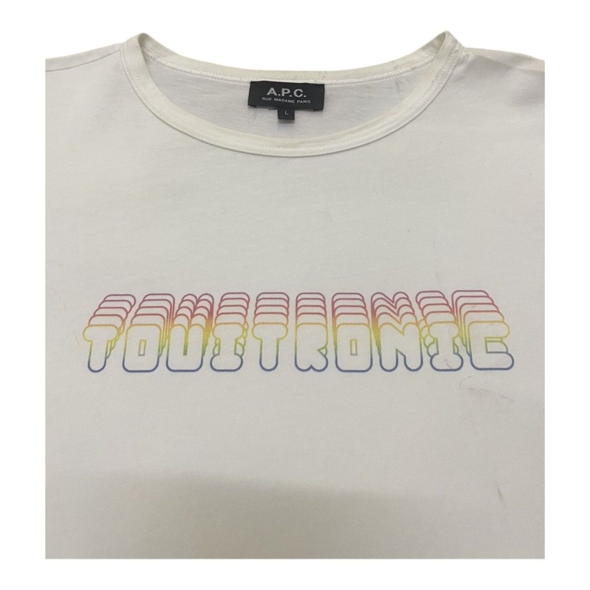 A.P.C. A.P.C RUE MADAME PARIS TOUITRONIC WHITE TEE Size L / US 10 / IT 46 - 2 Thumbnail