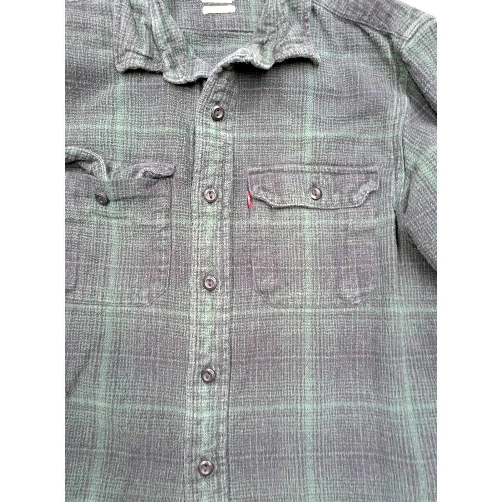 Levi's VINTAGE Levi's Flannel Shirt Men Small Button Green Plaid Pockets Thick Heavy Long Sleeve Size US S / EU 44-46 / 1 - 2 Thumbnail