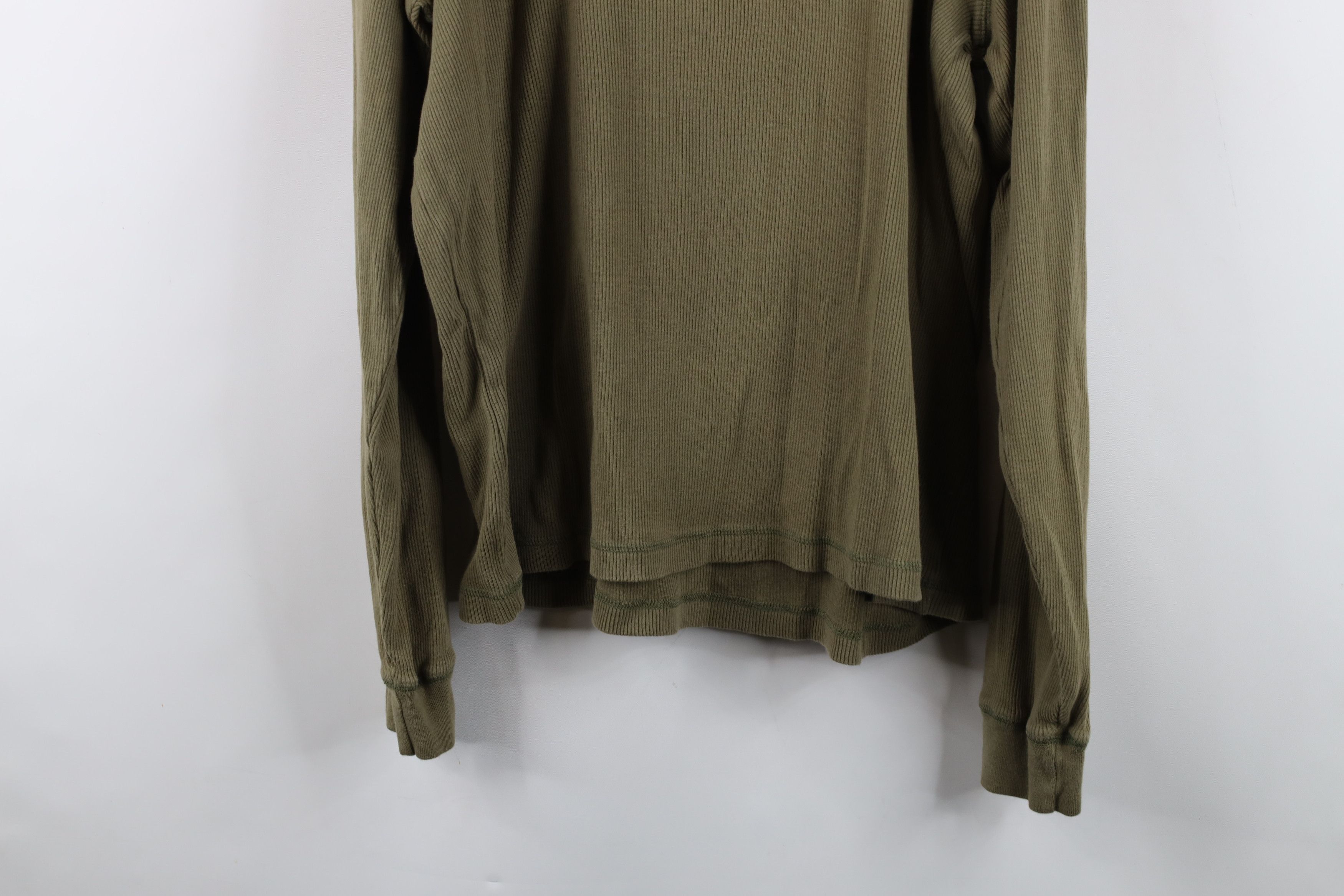Vintage Vintage 90s Streetwear Ribbed Knit Henley T-Shirt Green Size US L / EU 52-54 / 3 - 12 Thumbnail