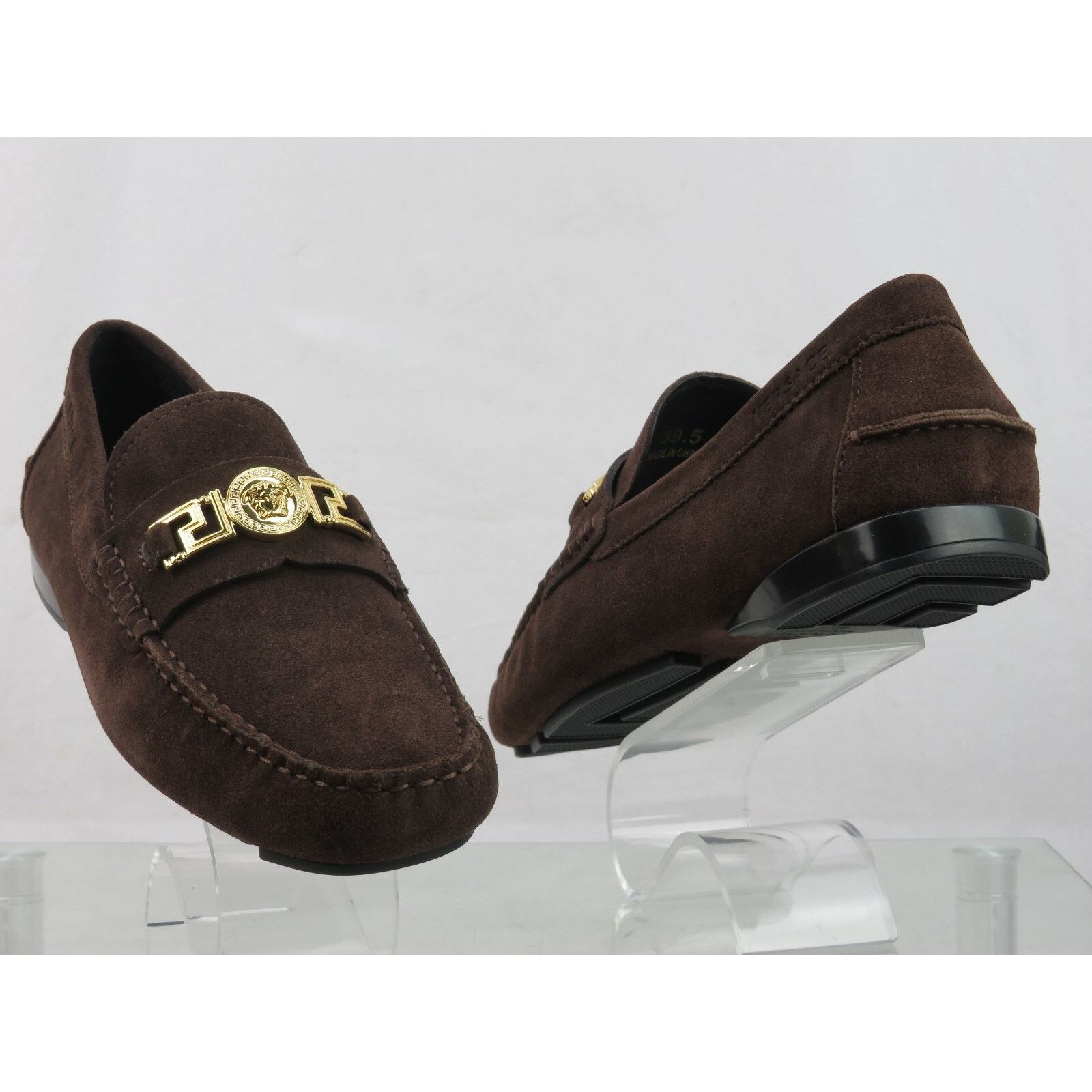Versace NIB VERSACE BROWN SUEDE GOLD MEDUSA HEAD LOGO LOAFERS 43 10 Size US 10 / EU 43 - 6 Thumbnail
