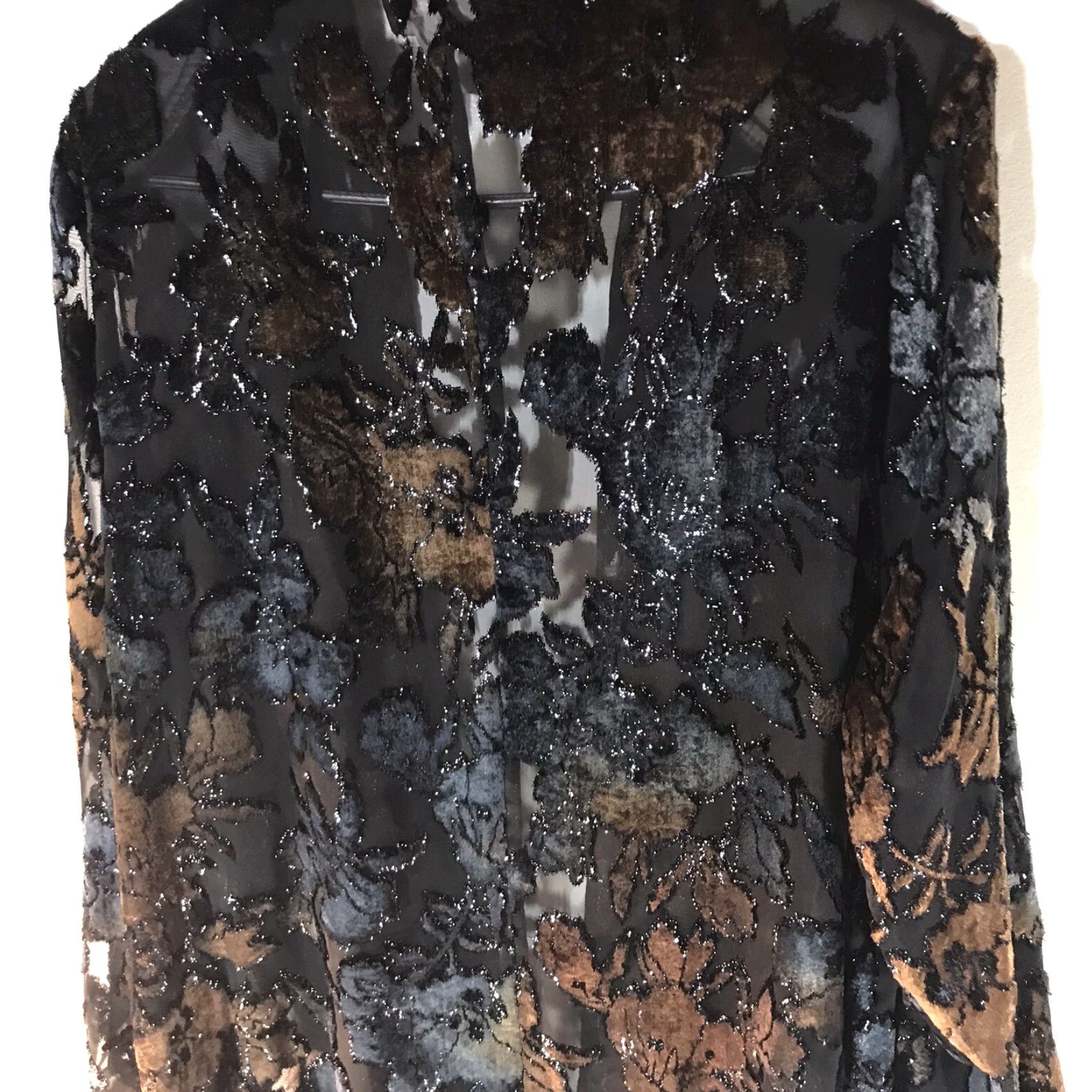 Vintage VINTAGE Carol Little Black Velvet Metallic Sheer Blouse Womens Size 10 Long Sleeve Party Geometric Size L / US 10 / IT 46 - 5 Thumbnail