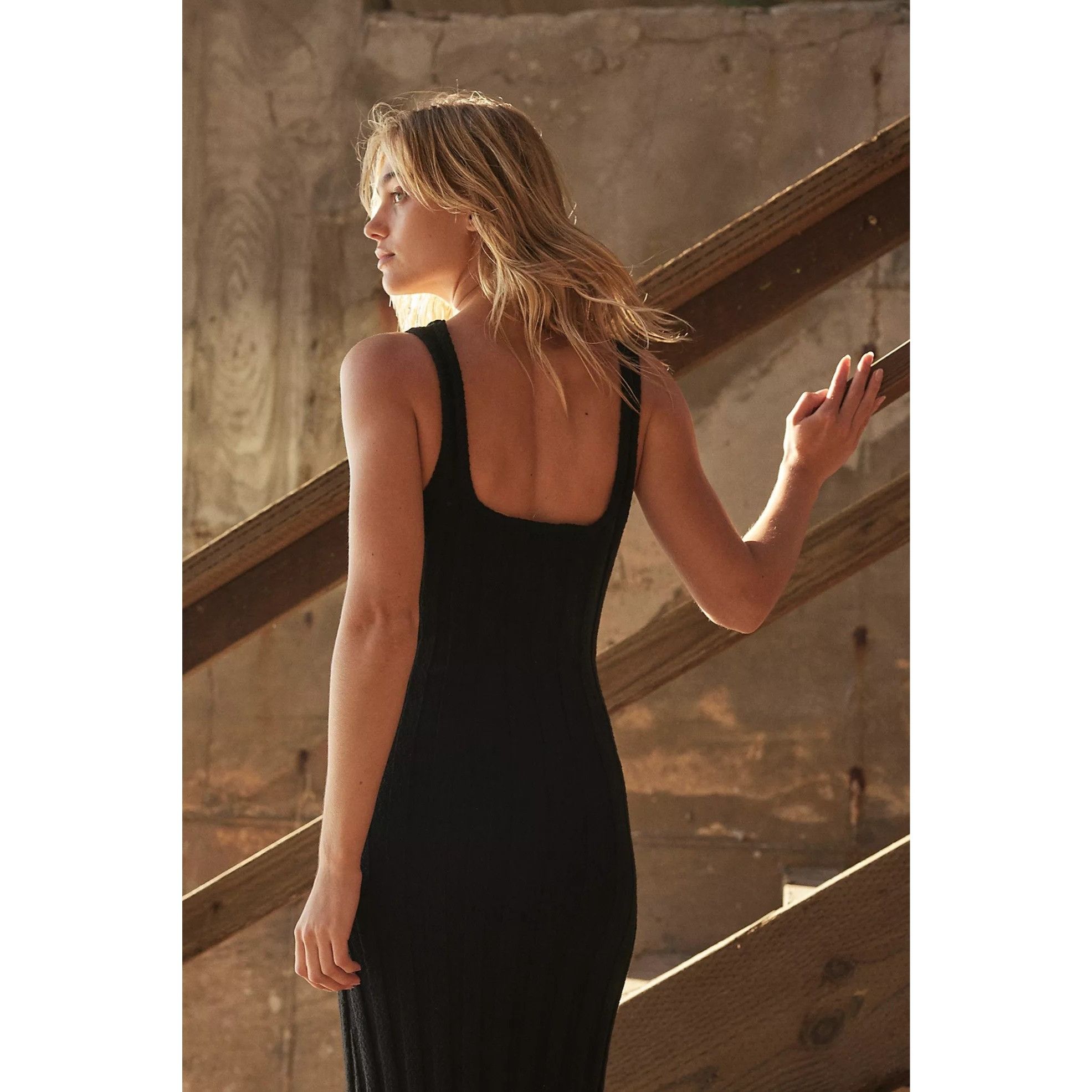 Free People Free People Santos Black Sweater Midi Dress Size S / US 4 / IT 40 - 4 Thumbnail