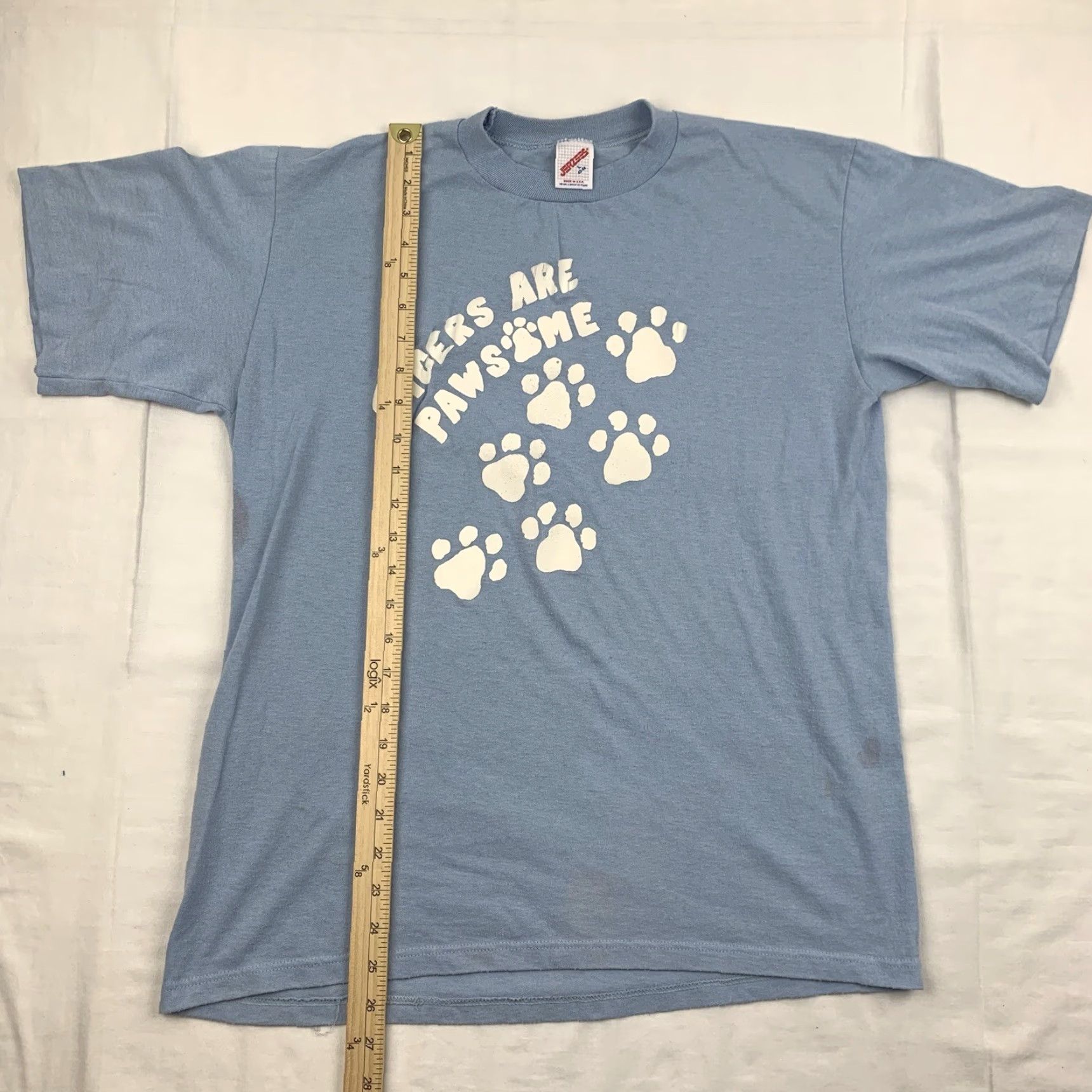 Jerzees VINTAGE Tigers Are Pawsome T Shirt Adult Large Blue Jerzees Shirt Mens 90s 80s Funny Animals Size US L / EU 52-54 / 3 - 7 Thumbnail