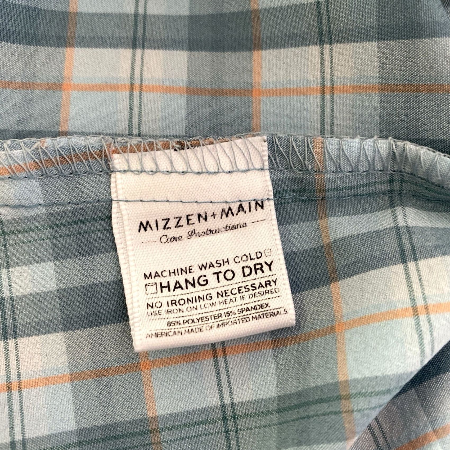 Mizzen+Main Mizzen+Main Shirt Men XL Blue Plaid Standard Fit Leeward Button-Up Casual/Business/Workwear Size US XL / EU 56 / 4 - 4 Thumbnail