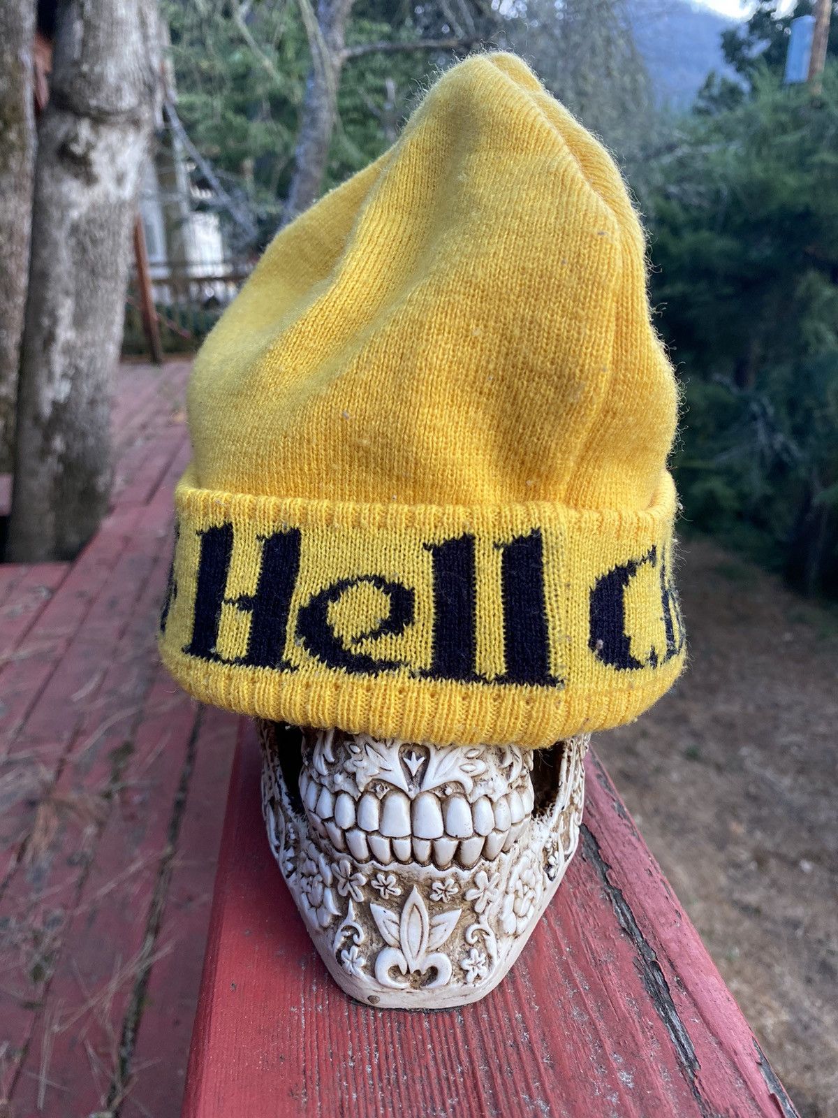 Supreme Supreme child of hell yellow beanie Grailed