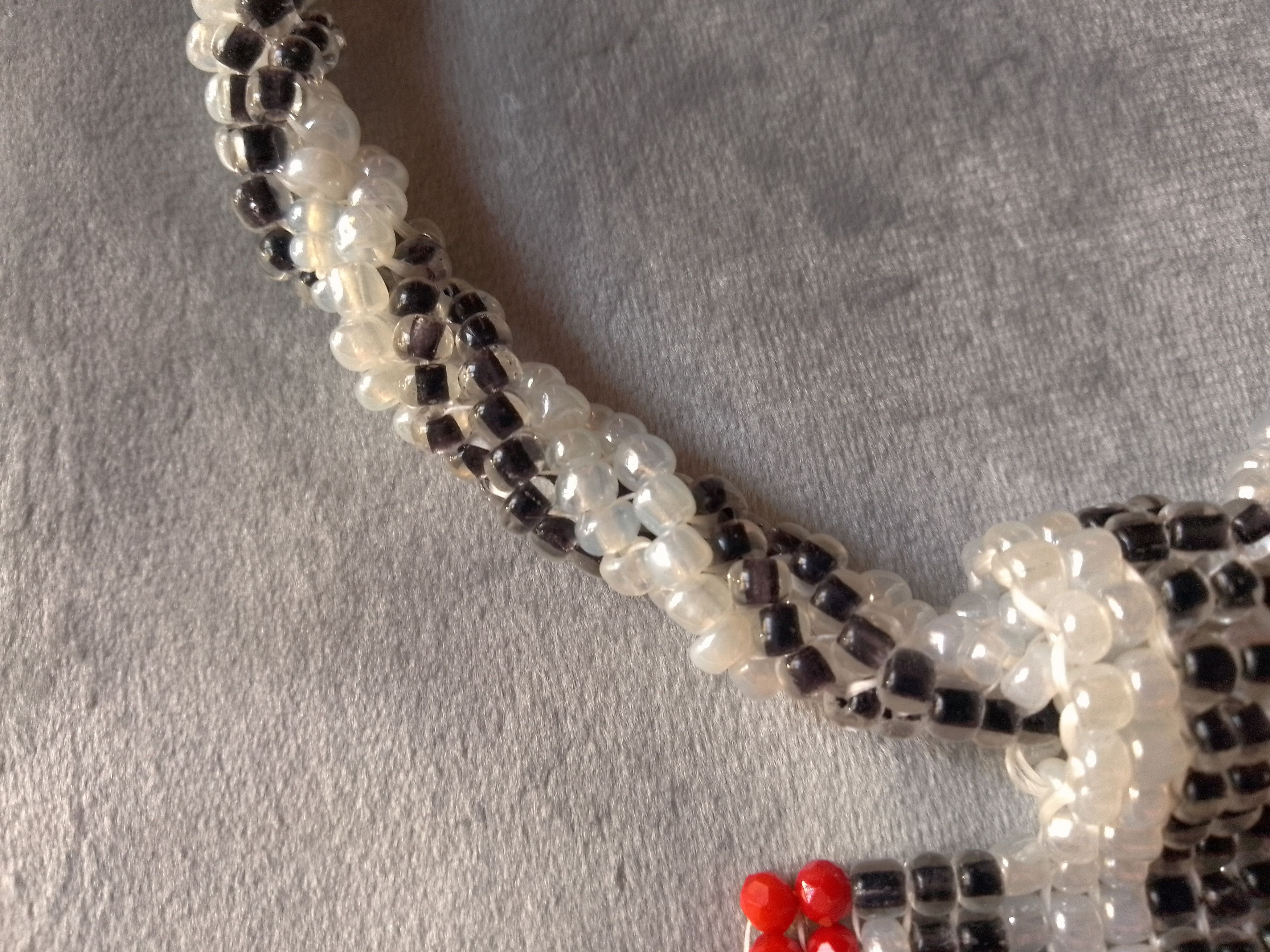 Handmade Necklace Zebra Pattern Beaded Pendant Glass Crystal Size ONE SIZE - 8 Thumbnail