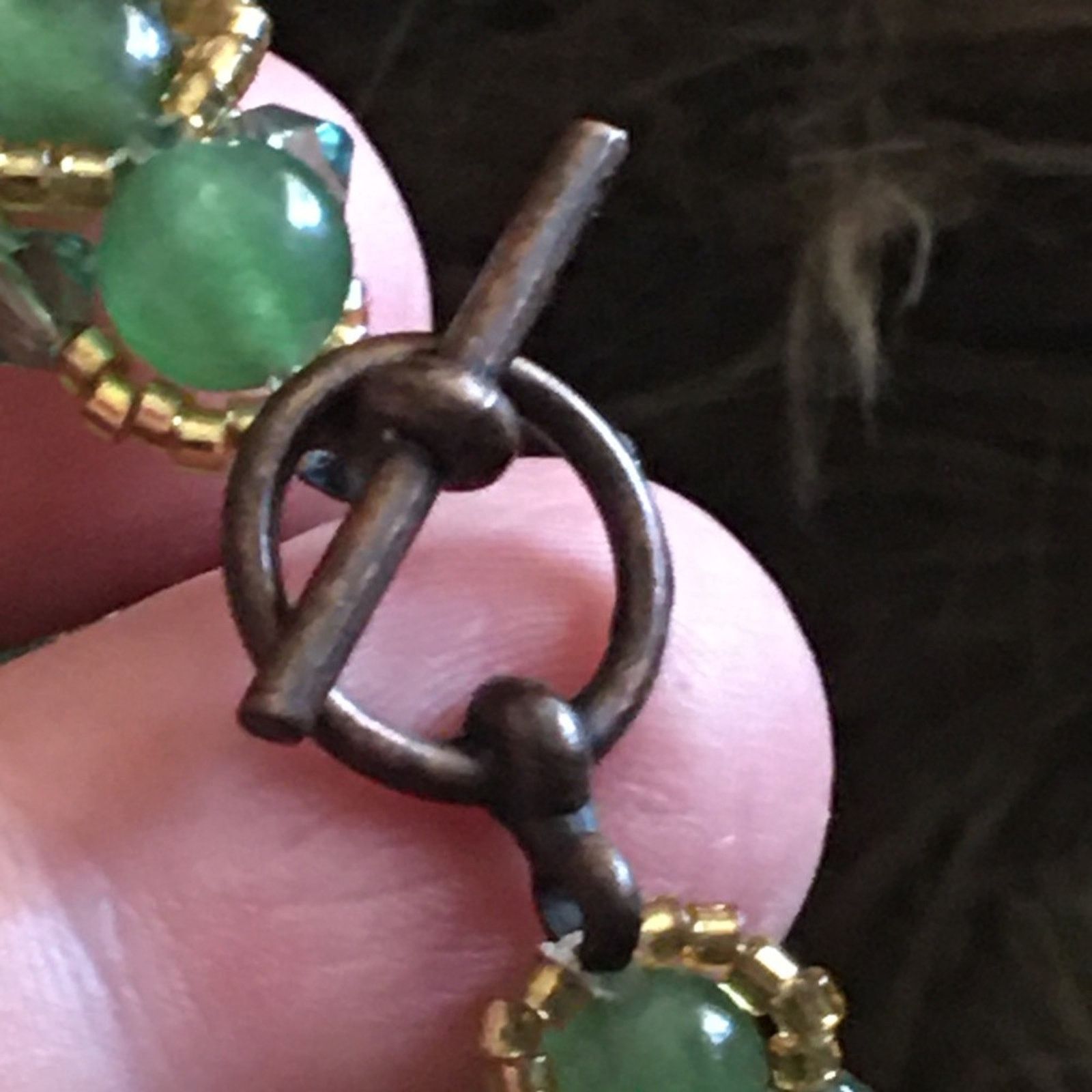 Vintage Vintage green and gold glass beaded bracelet Size ONE SIZE - 11 Thumbnail
