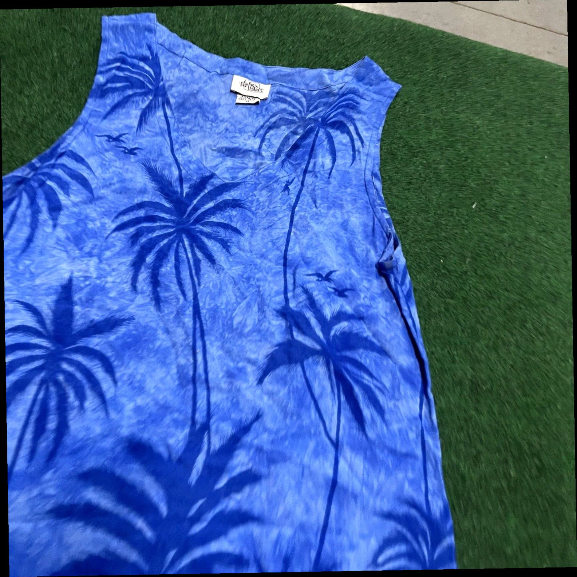 Vintage Hi Lites Womens Blue Sleeveless Tropical Cover Up Dress Beach Size Medium Size M / US 6-8 / IT 42-44 - 2 Thumbnail