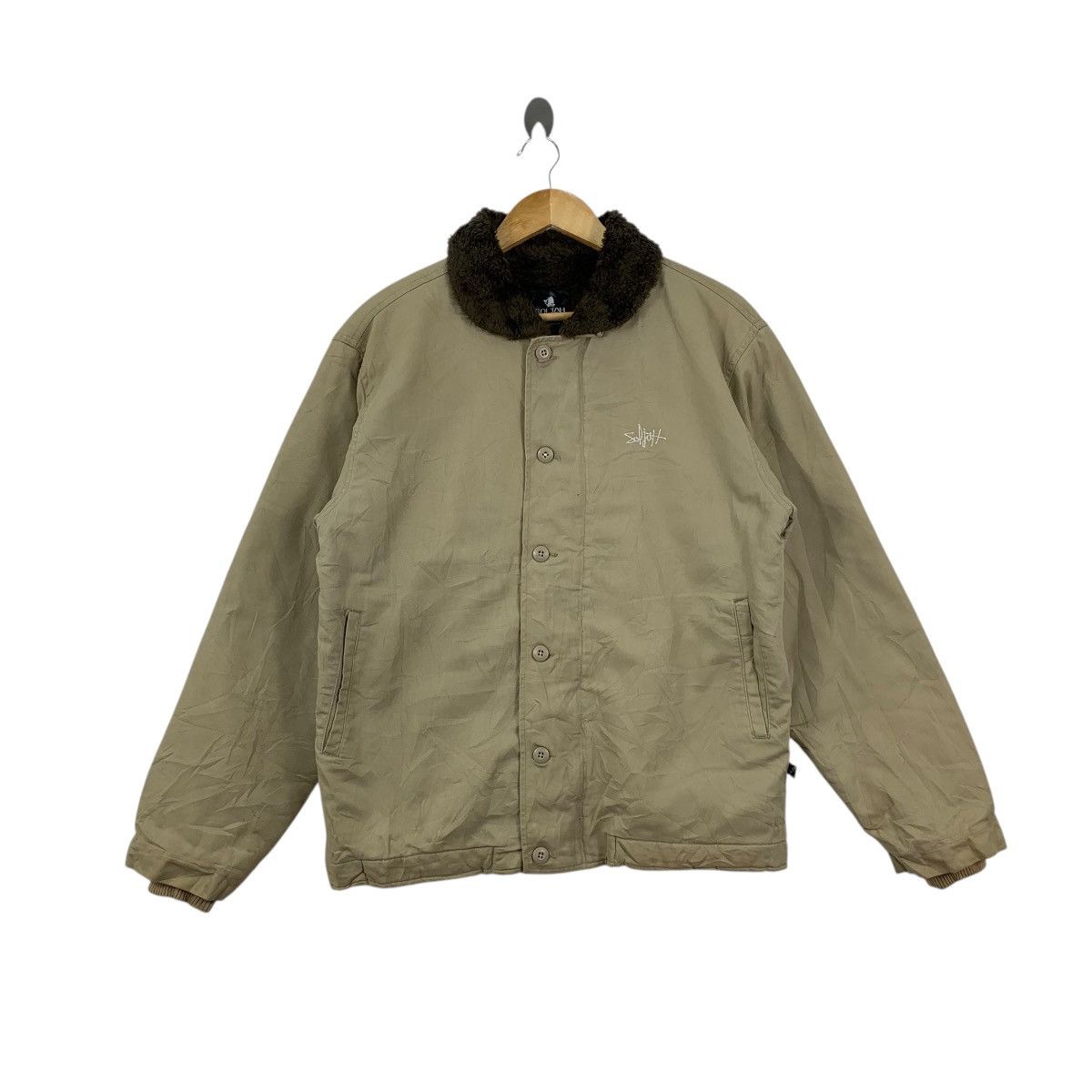 Vintage Vintage SOLJAH HAWAII Shearling Lining Chore Jacket Heavy Size US L / EU 52-54 / 3 - 1 Thumbnail