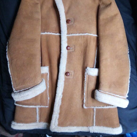 Other Vintage 70s Sheepskin Leather Shearling Pea Coat Jacket Size S / US 4 / IT 40 - 3 Thumbnail