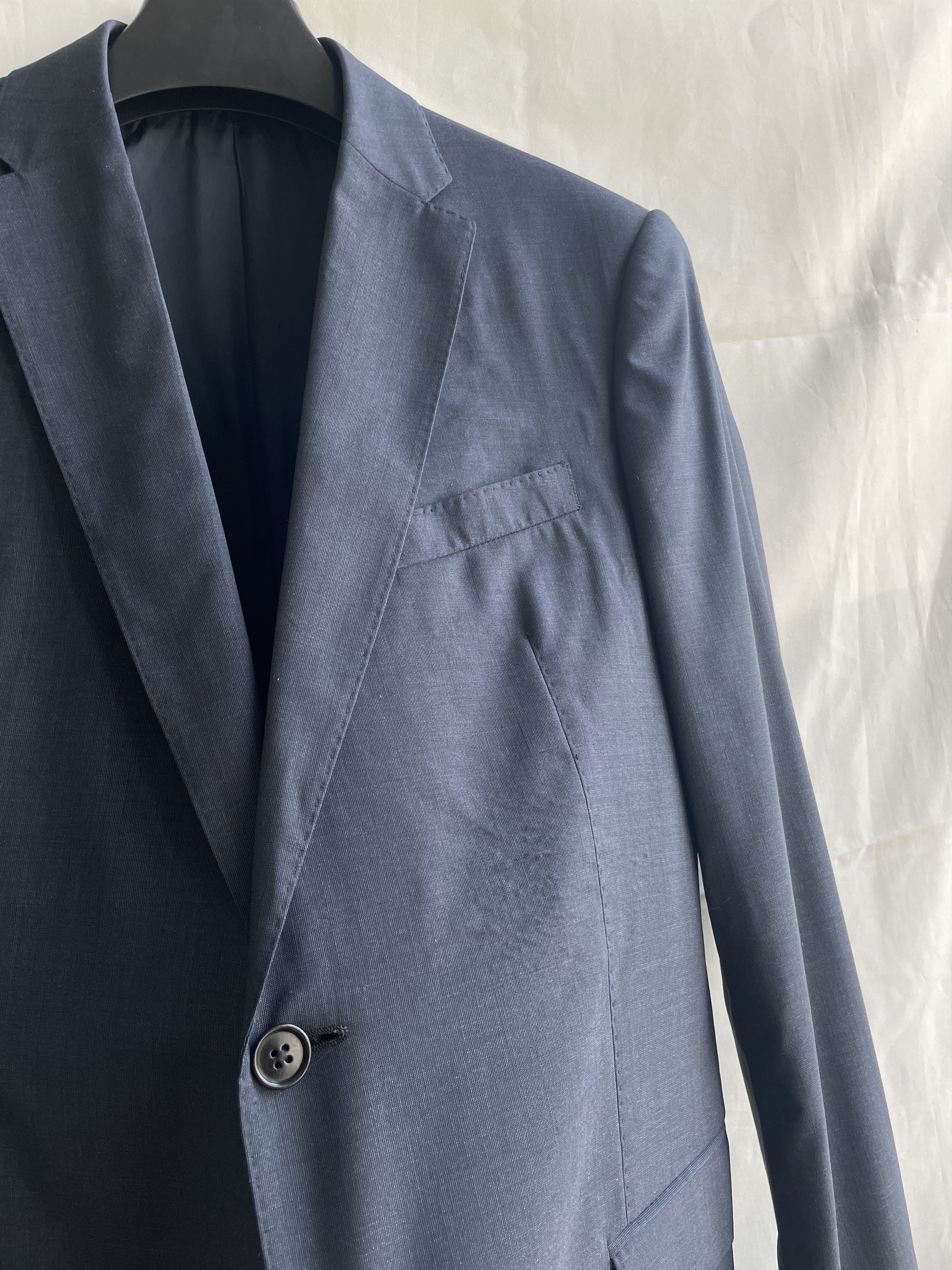 Armani Collezioni Armani Collezioni Navy Solid Wool Silk Suit Size EUR 50R Size 40R - 6 Thumbnail