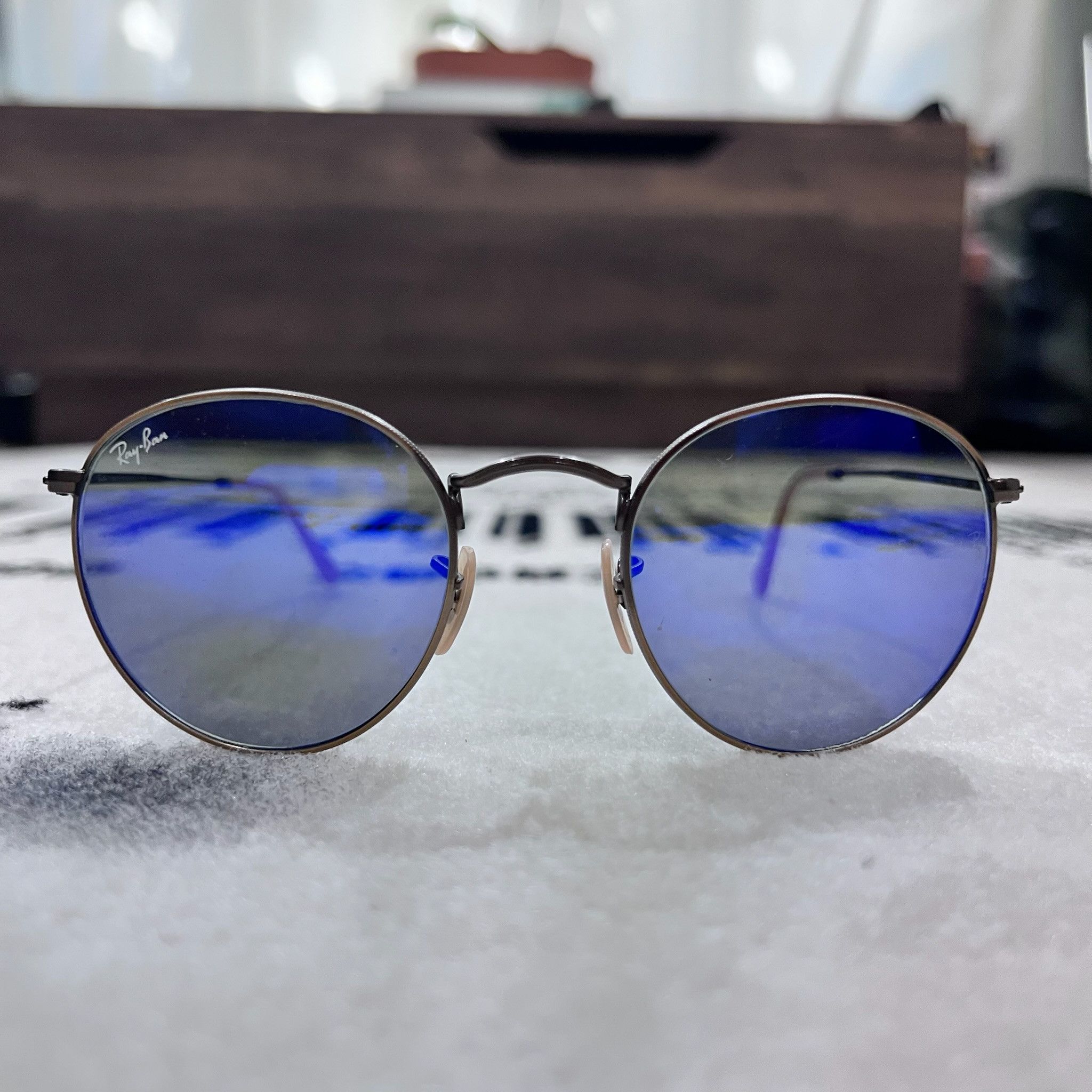 RayBan RayBan Round Flash Lenses Gunmetal Frame RB3447 Sunglasses Size ONE SIZE - 2 Thumbnail