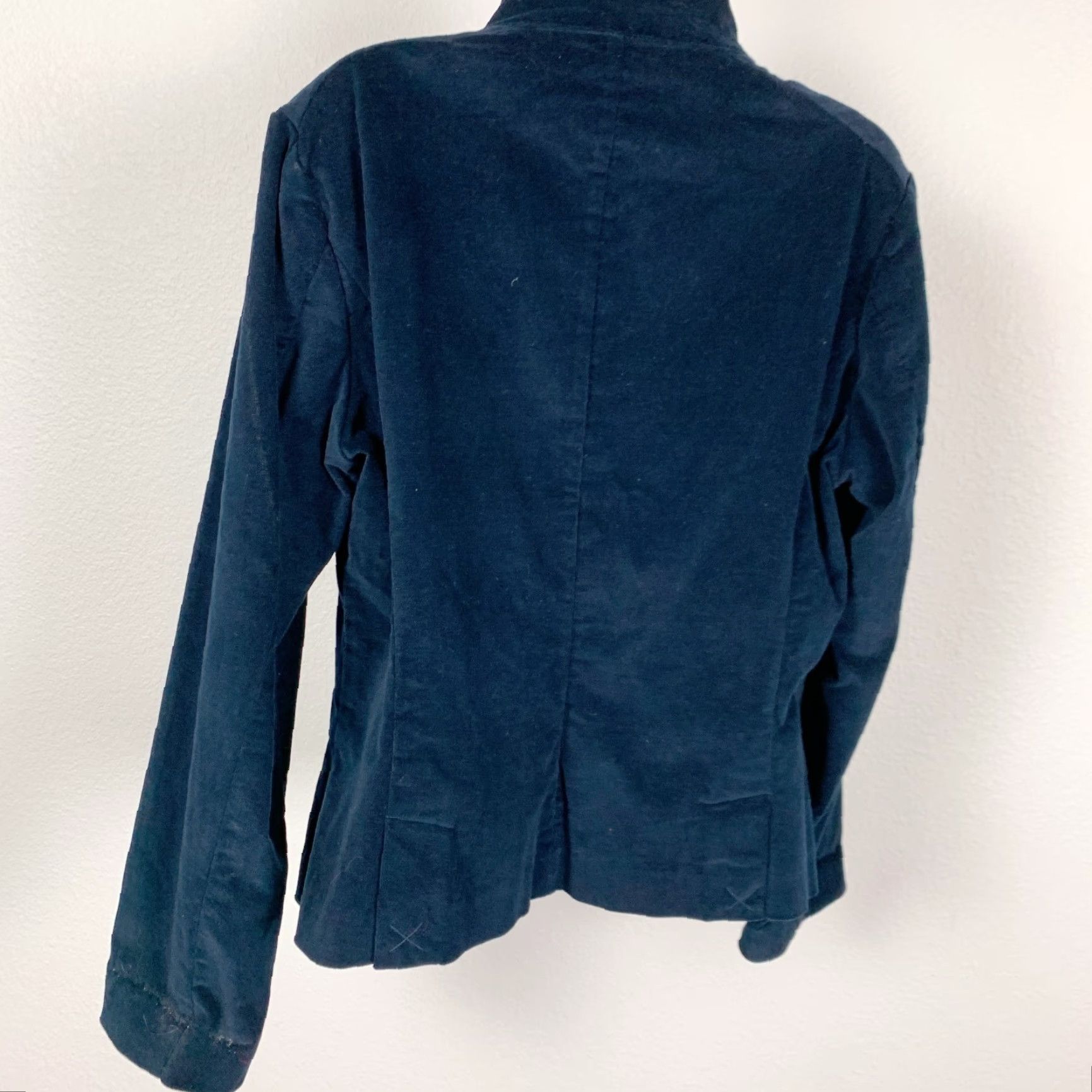 Talbots VINTAGE Talbots Blue Equestrian Velvet Flare Waist Short Button Jacket 14P Size 36" / US 14 / IT 50 - 4 Thumbnail