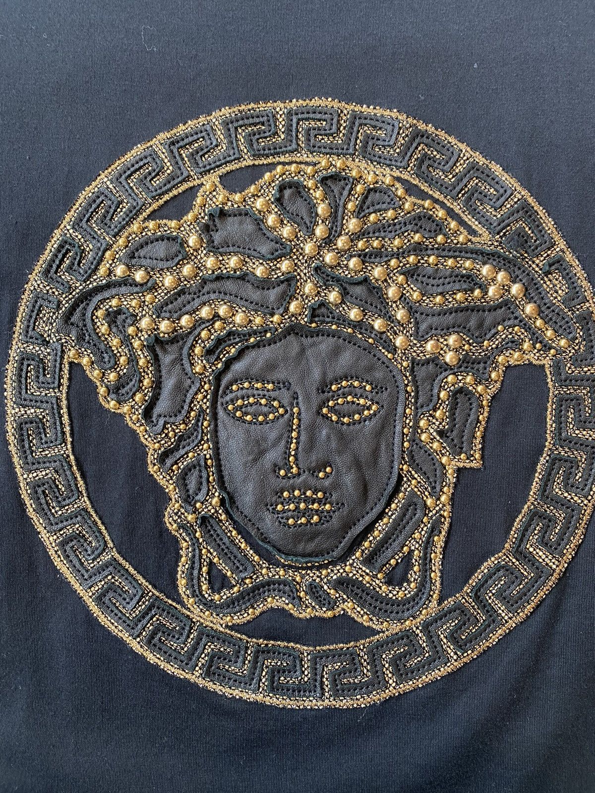Versace Versace Black Tee with Gold Rain-Stone Size M Size US M / EU 48-50 / 2 - 4 Thumbnail