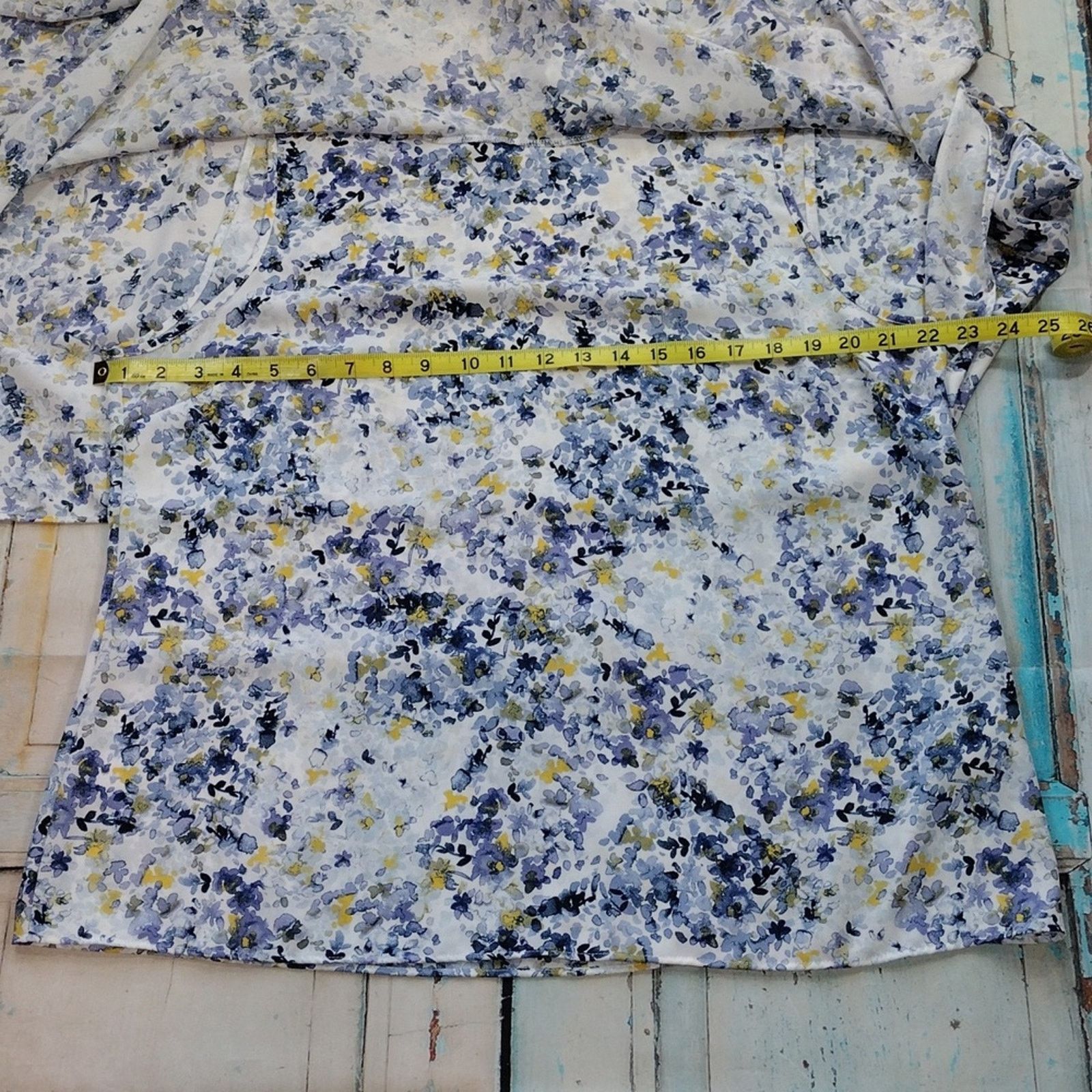 DKNY DKNY Blue Yellow White Floral Flowy Long Sleeve Blouse Size XL / US 12-14 / IT 48-50 - 4 Thumbnail