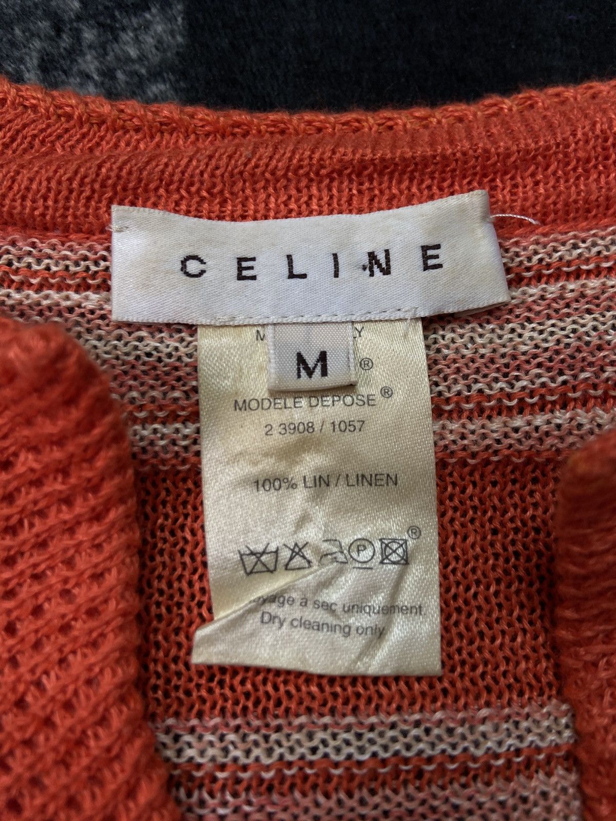 Celine Rare Vintage Celine Orange V Neck Stripe Knitwear Size M / US 6-8 / IT 42-44 - 6 Thumbnail