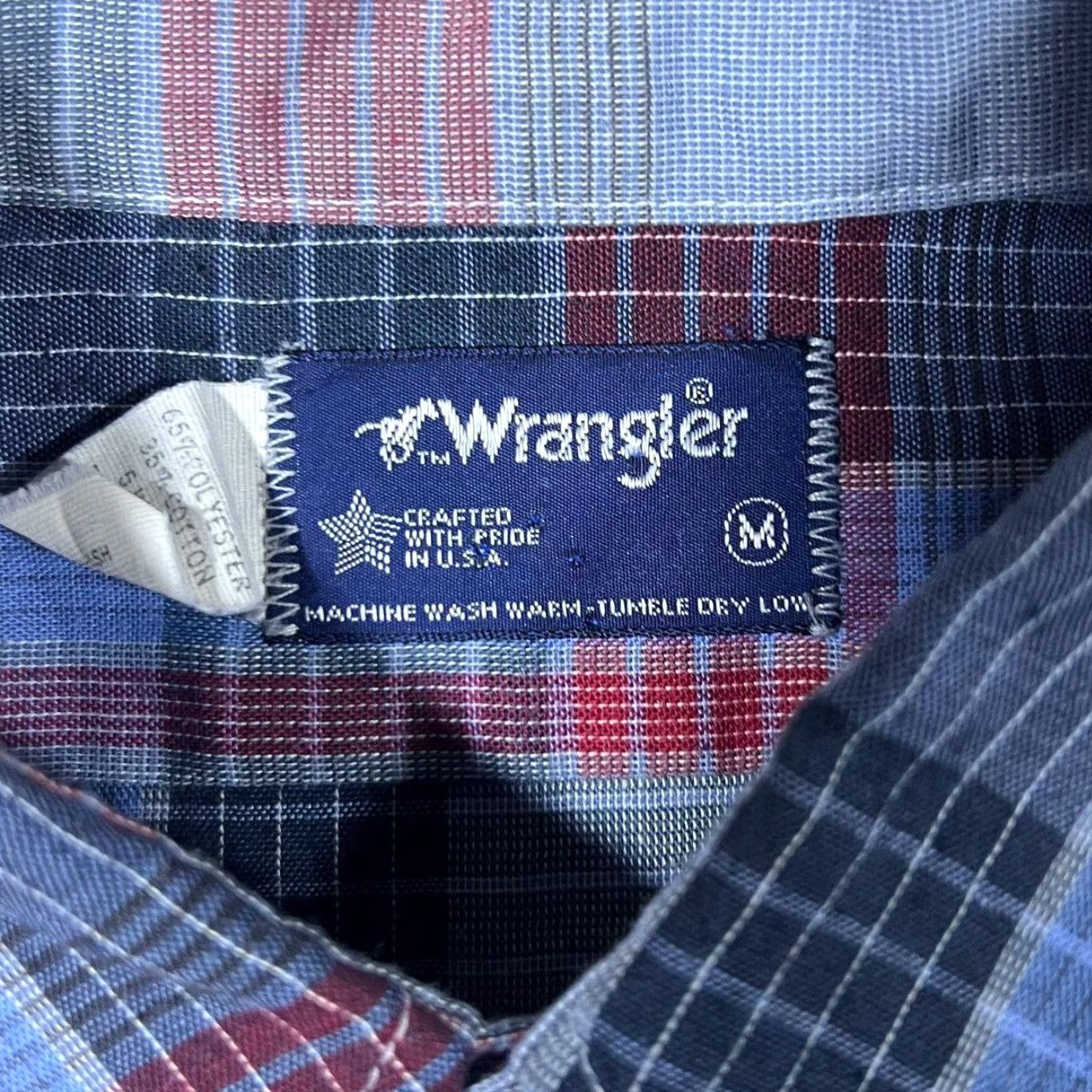 Wrangler VINTAGE Wrangler Cowboy Western Made In USA Blue Plaid Long Sleeve Shirt M Womens? Men? Size US M / EU 48-50 / 2 - 4 Thumbnail