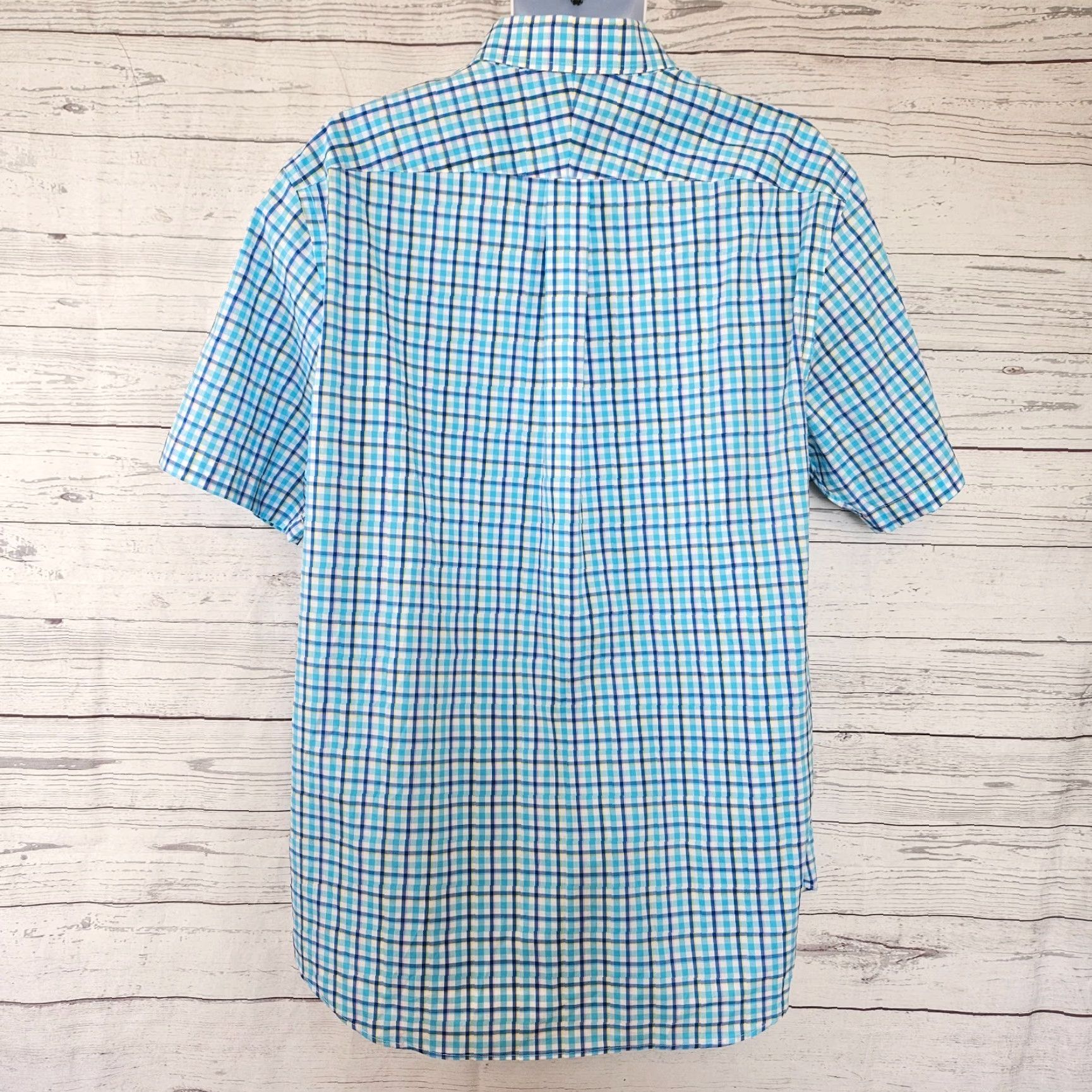 Lands' End Lands' End Mens Button Front Shirt Large Tall Blue White Plaid Short Sleeve Shirt Mens Long Tall? Size US L / EU 52-54 / 3 - 3 Thumbnail
