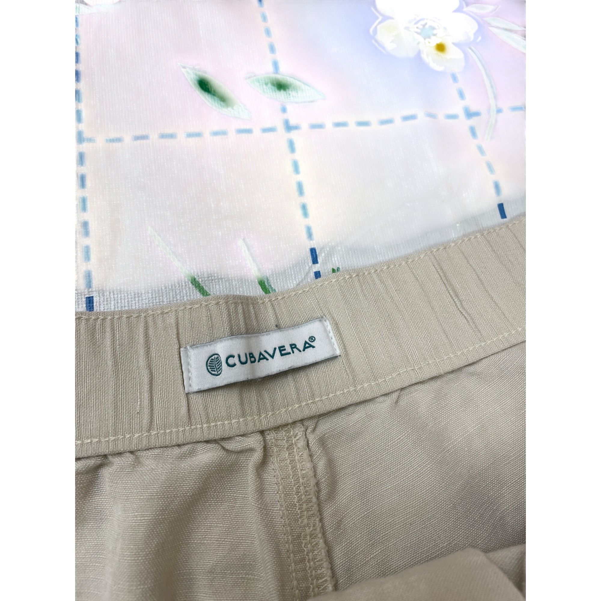 Cubavera Cubavera womans beige Drawstring Linen blend wide leg pants Size 24" / US 00 / IT 34 - 8 Thumbnail