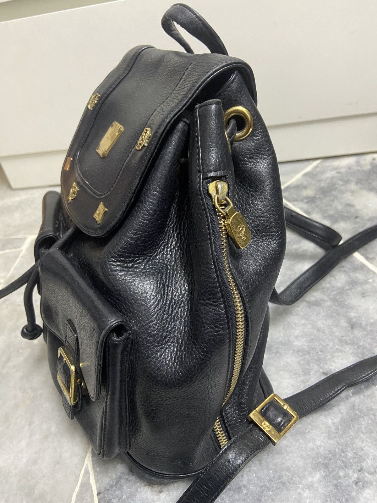MCM MCM Vintage Black Leather Backpack Size ONE SIZE - 3 Thumbnail
