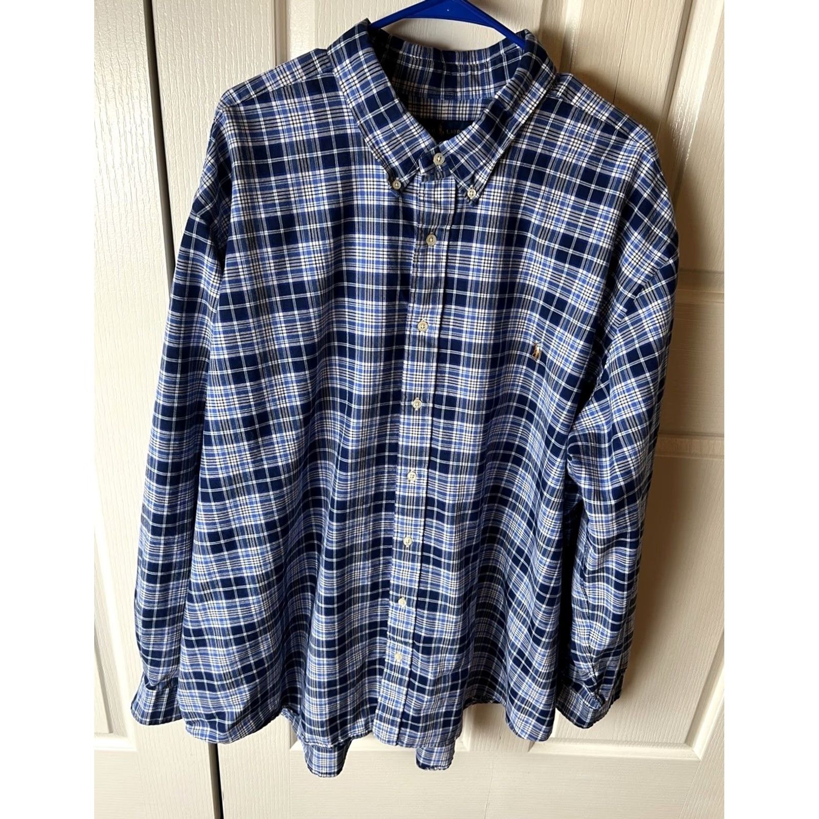 Polo Ralph Lauren Polo Ralph Lauren Shirt Mens 4XB Blue Plaid Oxford Button-Down Preppy Oxford Cotton Button Up Big & Tall Boys? Size US XXL / EU 58 / 5 - 2 Thumbnail