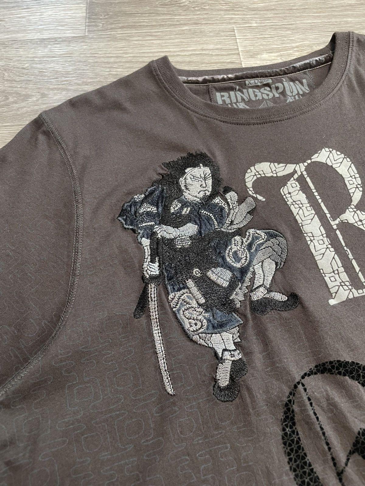 Ringspun Vintage Ringspun Art Of War Embroidered Samurai Japan Tee Size US XL / EU 56 / 4 - 5 Thumbnail