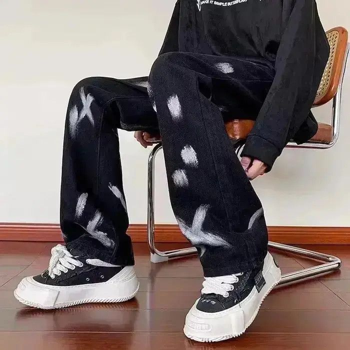 Japanese Brand Black Painted Denim Jeans Size US 30 / EU 46 - 3 Thumbnail