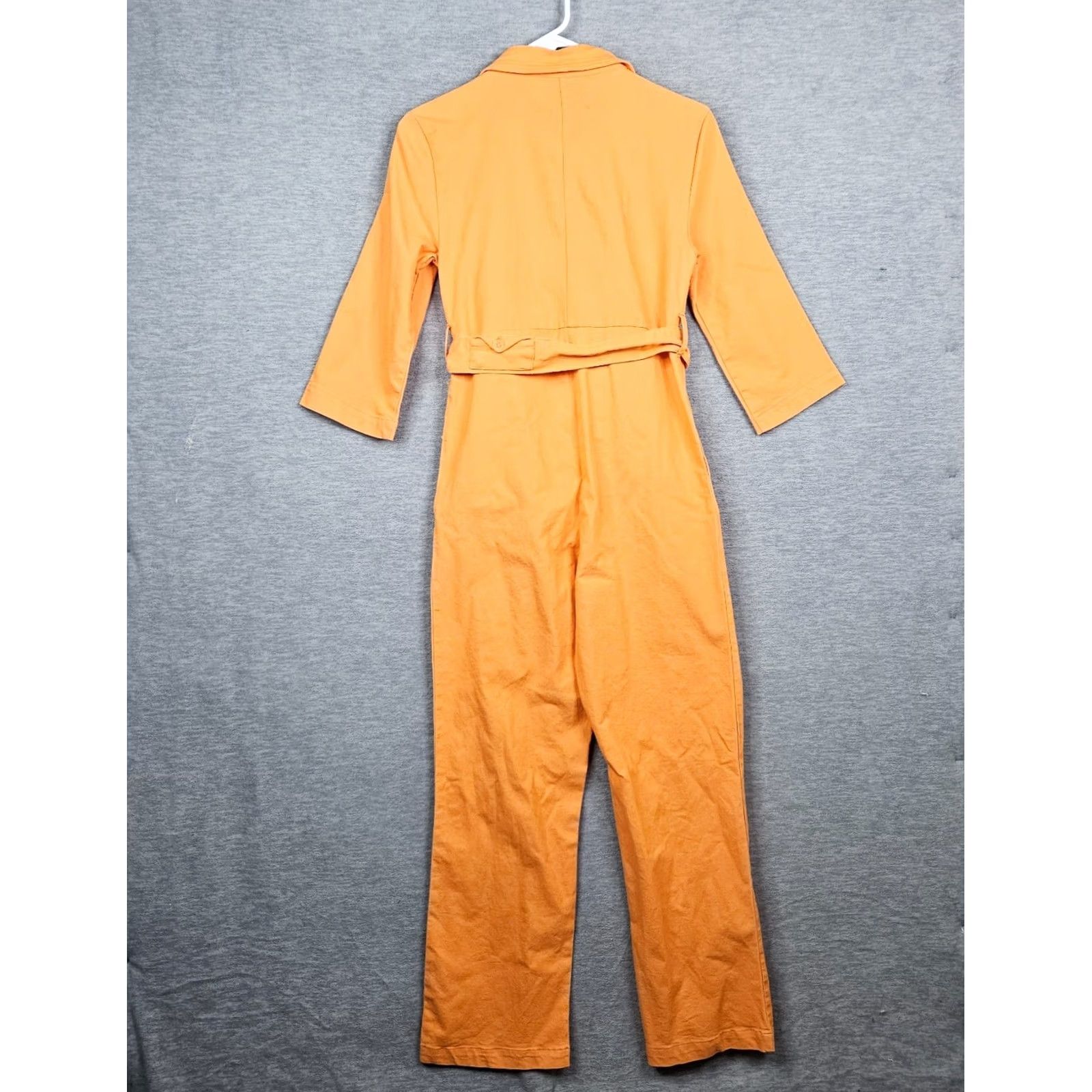 House of Sunny House Of Sunny Orange Belted Button Up Jumpsuit With Collar 3/4 Sleeves Size 4 Size 27" / US 4 / IT 40 - 2 Thumbnail