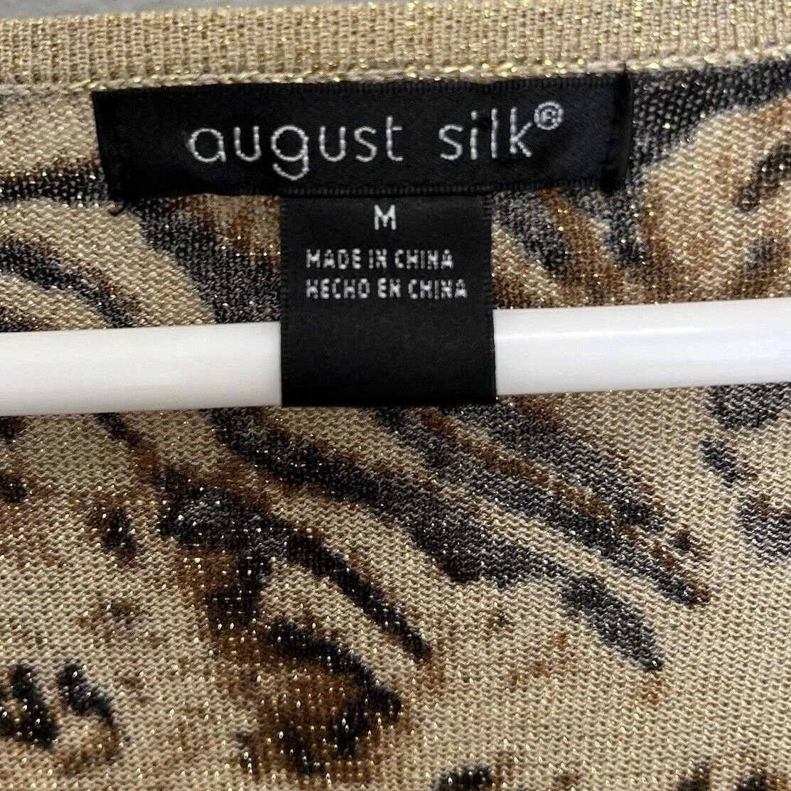Vintage August Silk | Animal Print Top Sequin Metallic Silk Blend Size M / US 6-8 / IT 42-44 - 3 Thumbnail